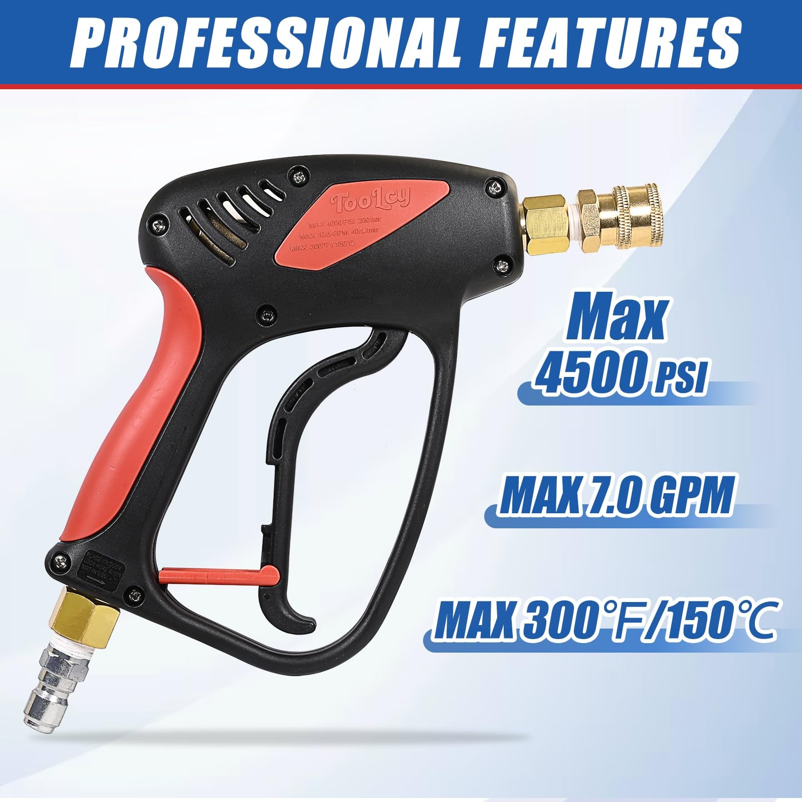 4000 PSI Short Pressure Washer Gun Swivel 3/8 Male Plug 1/4 Quick Connector