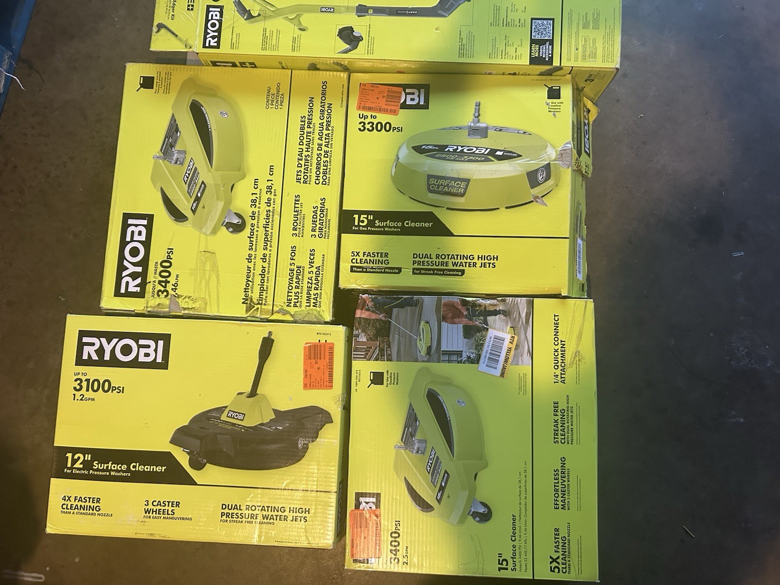 RYOBI 15 in. 3400 PSI Gas Pressure Washer Surface Cleaner with Caster Wheels