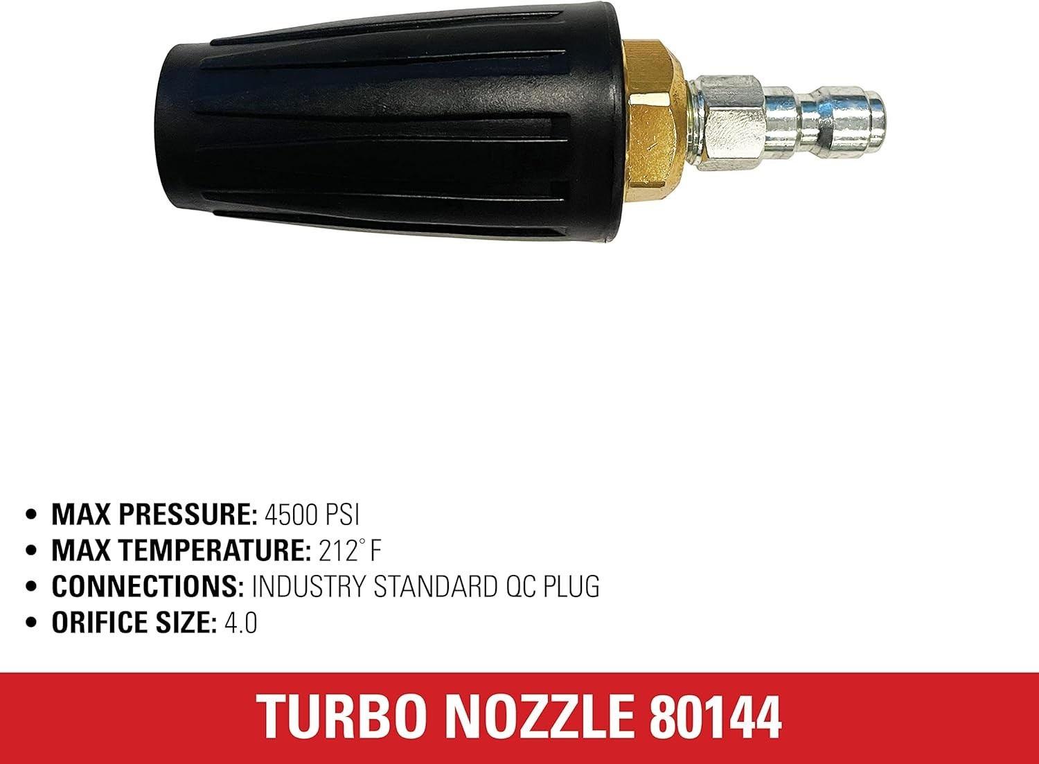 4500 PSI Universal Turbo Pressure Washer Nozzle – Quick Connect, Metal Design