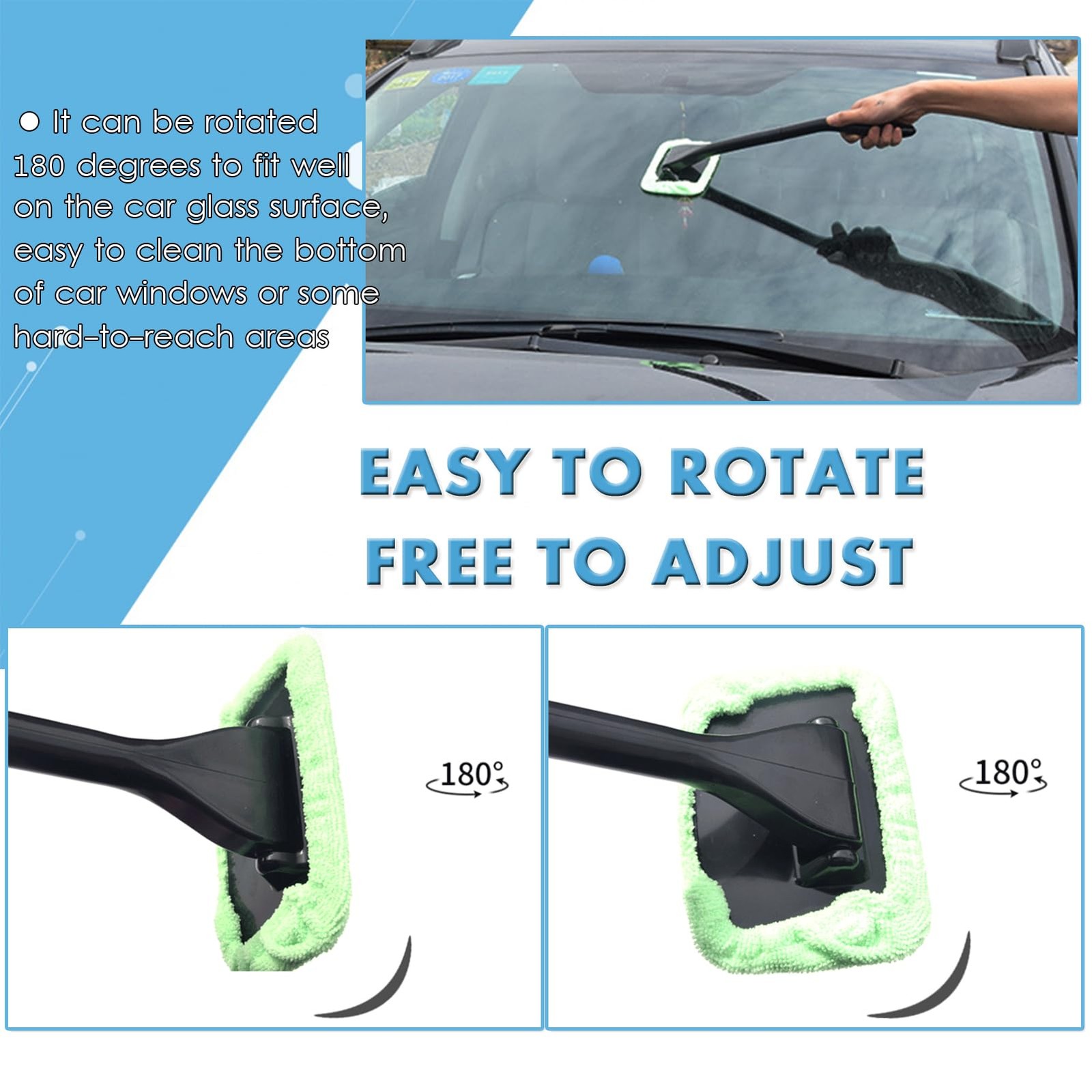 WenMei Car Cleaning Window Tool,Car Exterior&Inside Windshield Green