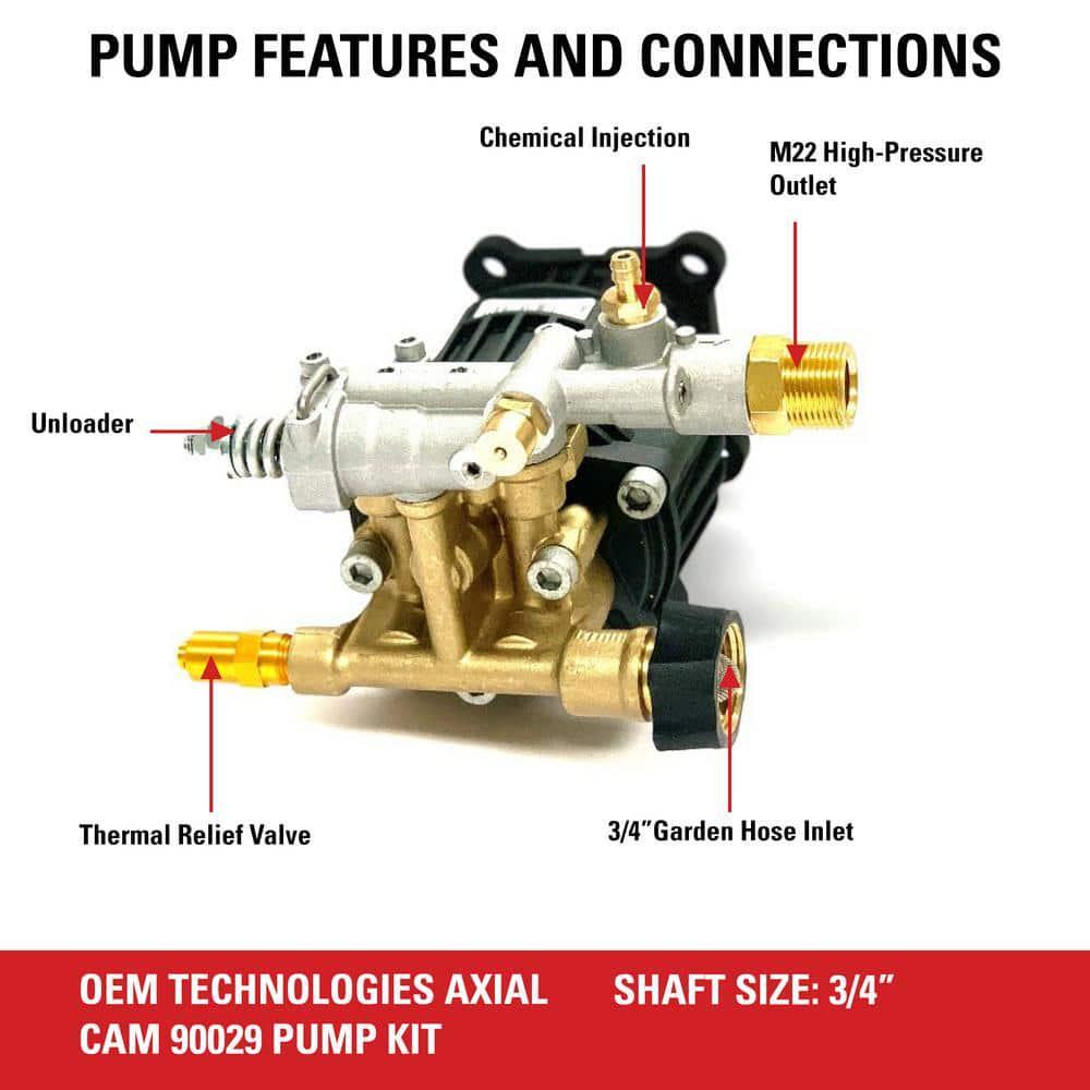 Pressure Washer Axial Cam Pump Kit 3400 PSI 2.5 GPM Horizontal OEM Technologies