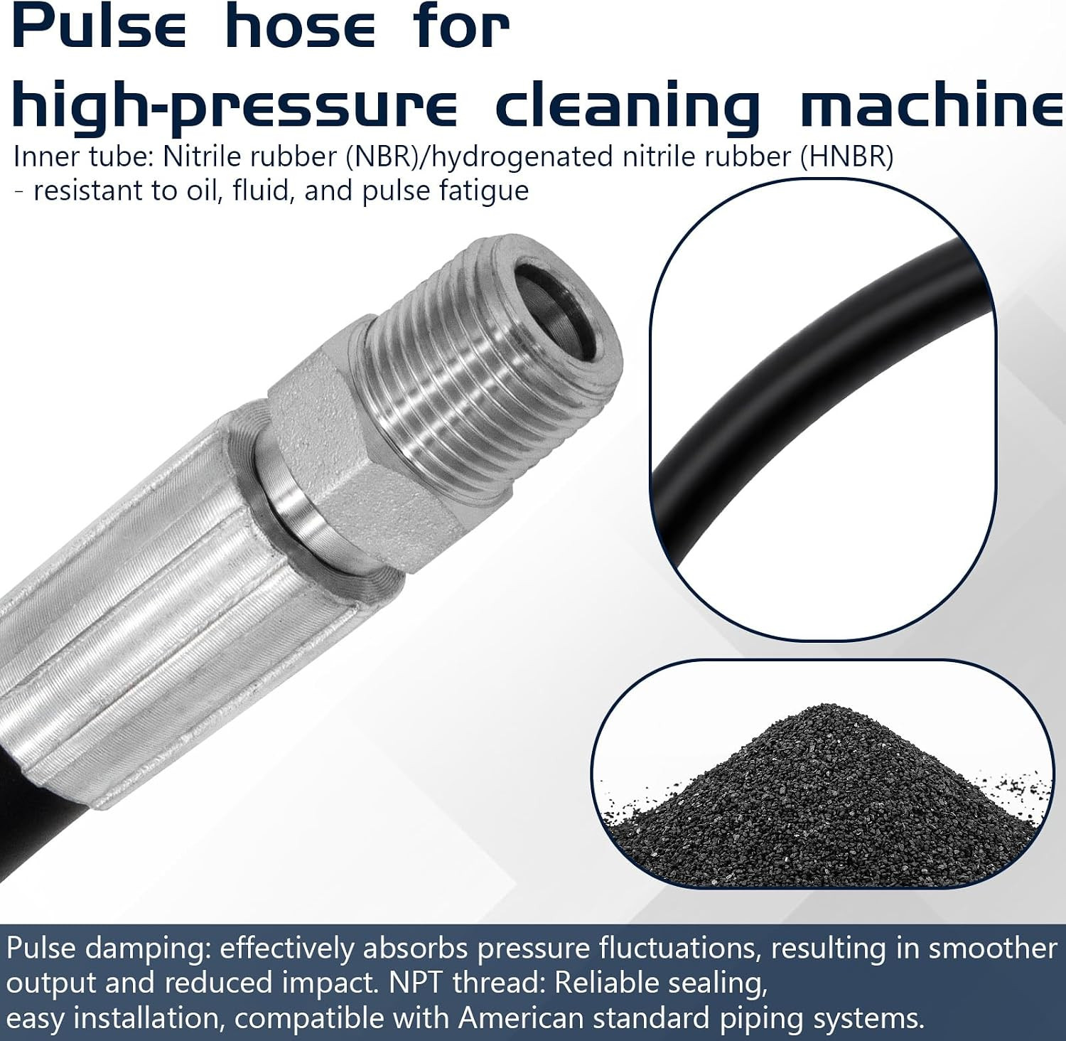 12 Inch 3000 PSI Pressure Washer Pulse Hose – Fit 2600 PSI Excell Devilbiss XR V