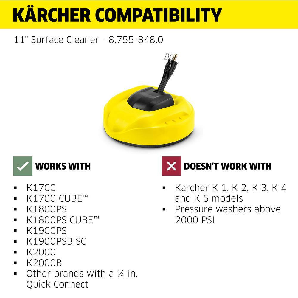Universal 11 In. Surface Cleaner Attachment for Electric Power Pressure Washers
