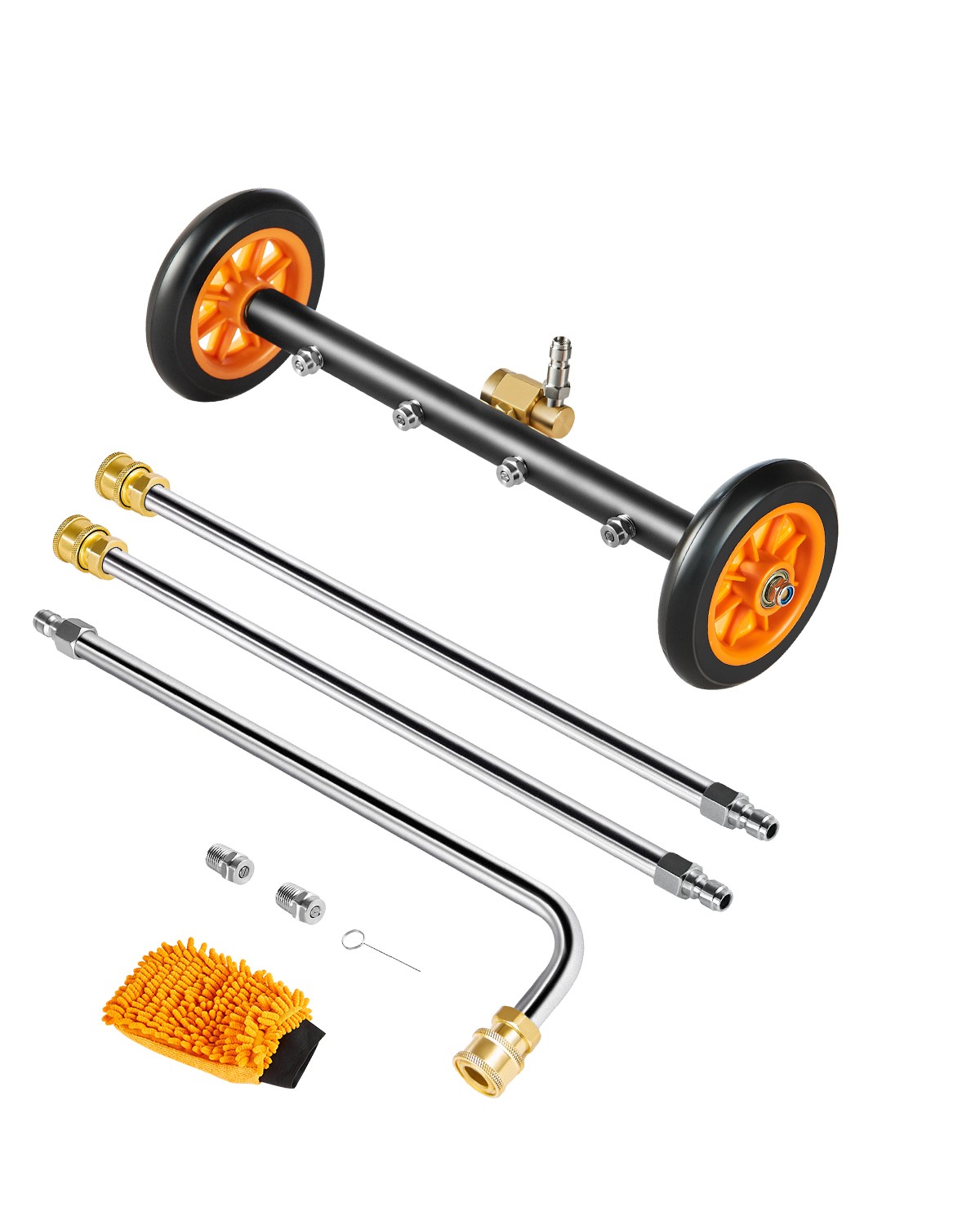 VEVOR 16″ Pressure Washer Undercarriage Cleaner with 2 Wheels 2 Extended Wands