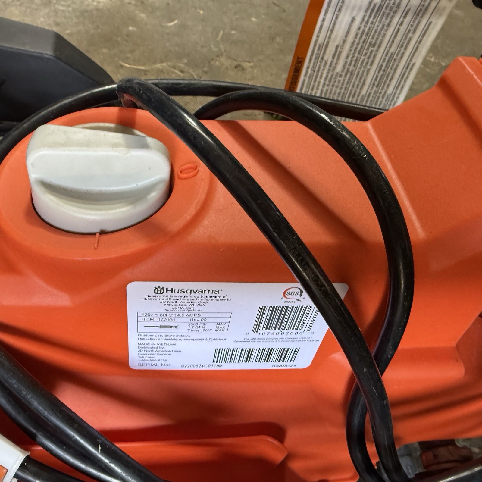 Husqvarna 2000 PSI Electric Pressure Washer – 020802