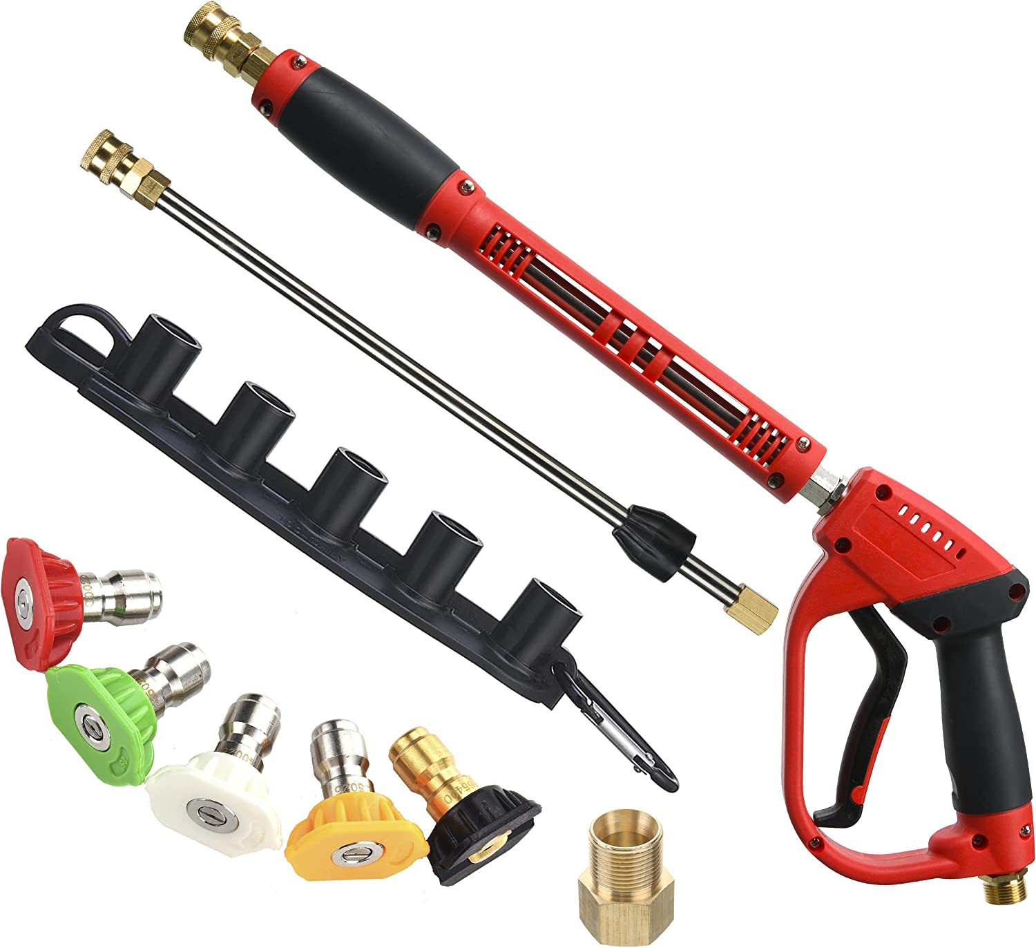 Deluxe Pressure Washer Gun with Wand Extension – 5000 PSI, 5 Nozzle Tips New