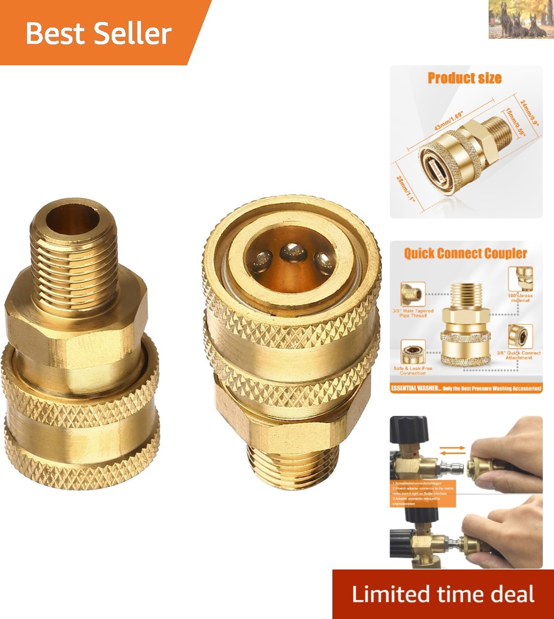 Easy-To-Use 2 PCS 3/8 NPT Quick Connect Fittings – Brass, Corrosion Resistant