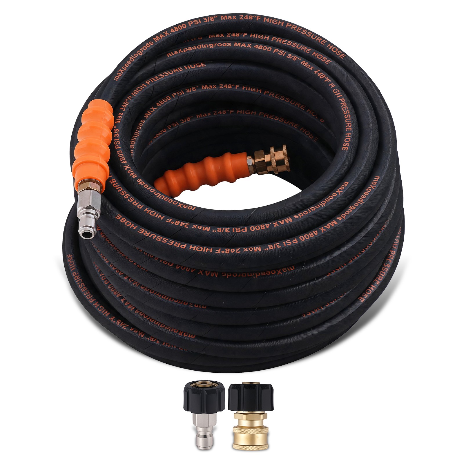 75FT 3/8″ Power Pressure Washer Hose 4800PSI Max 248°F Steel Wire Braid
