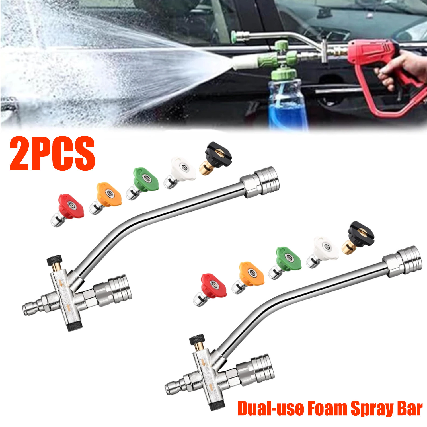 2PCS Foam Cannon Dual Connector Accessory Pressure Washer Double Tip Attachment