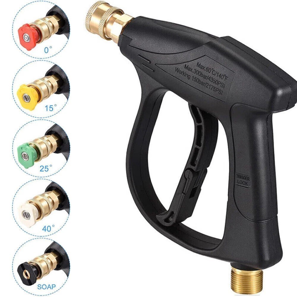 1/4″ High Pressure Washer Snow Foam Cannon Lance Gun 1L Bottle with 5 Nozzle Kit