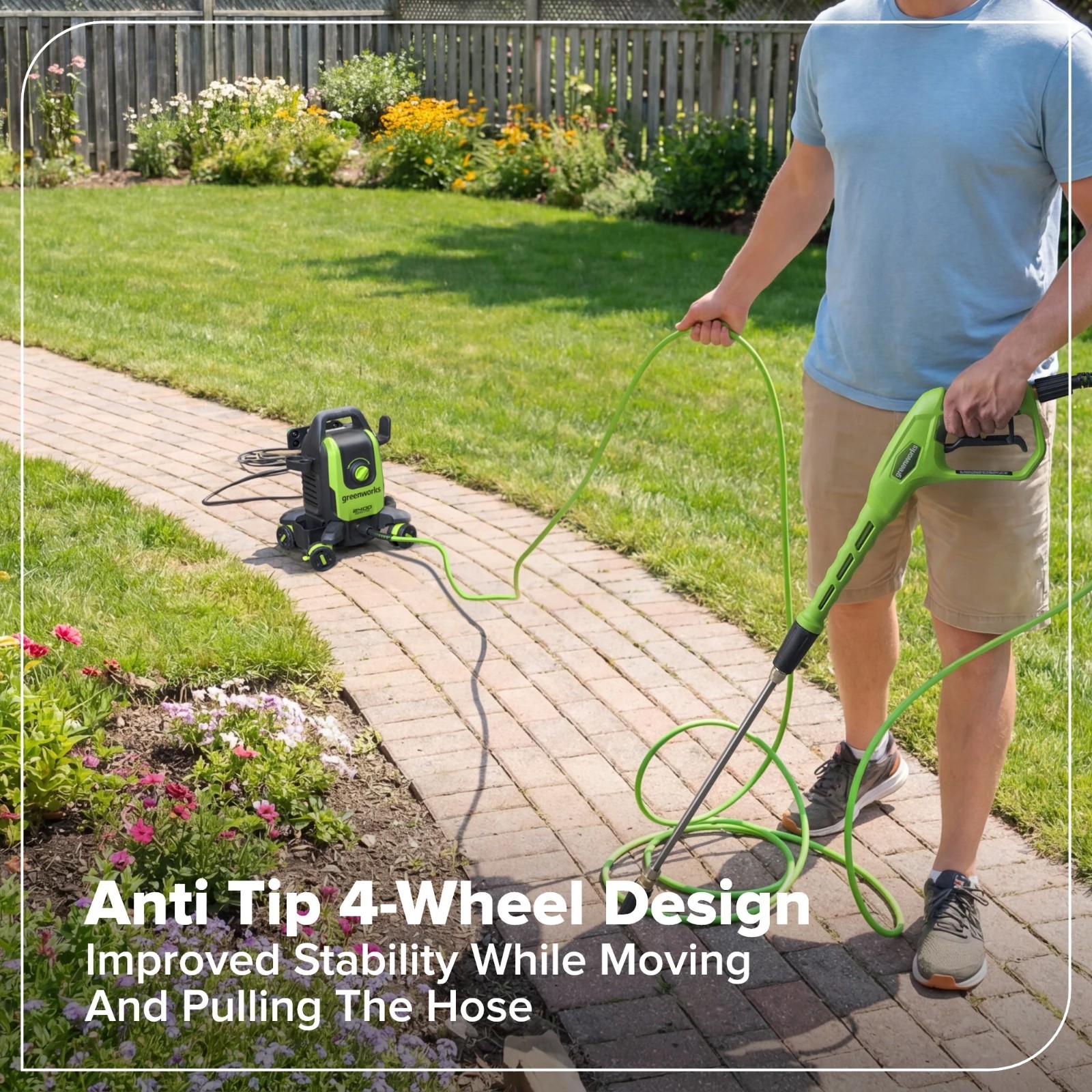 Greenworks 2400PSI Brushless 1.2GPM Four-Wheel Electric Pressure Washer
