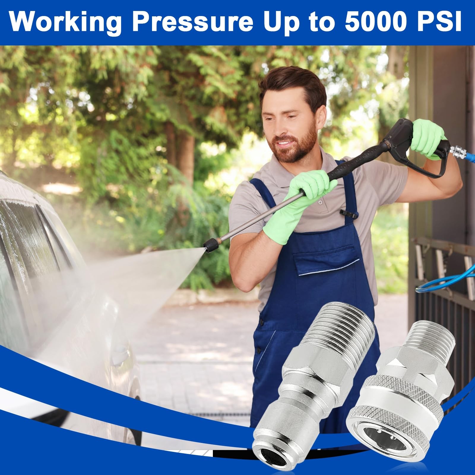 8 PCS Pressure Washer Quick Connect Kit 3/8 Inch Stainless Steel 5000 PSI