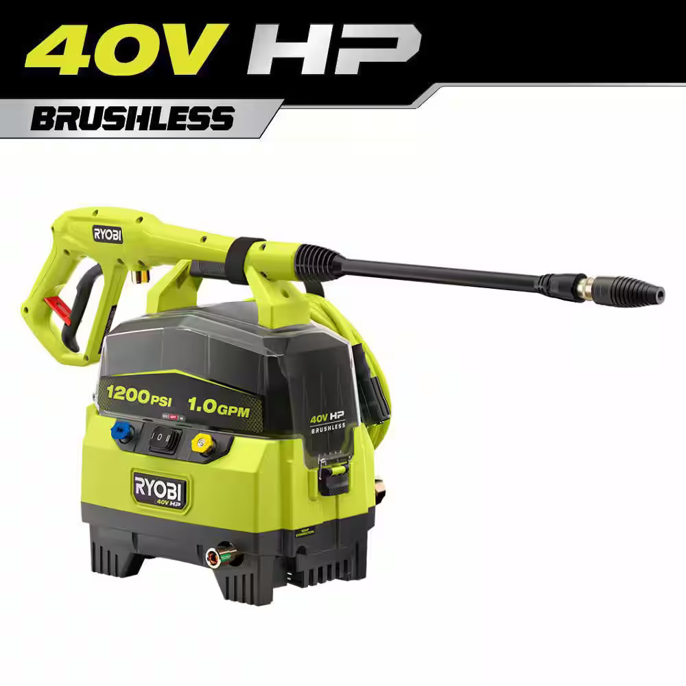 RYOBI 40V 1200 PSI 1.0 GPM Cordless Electric Cold Water Pressure Washer (Tool