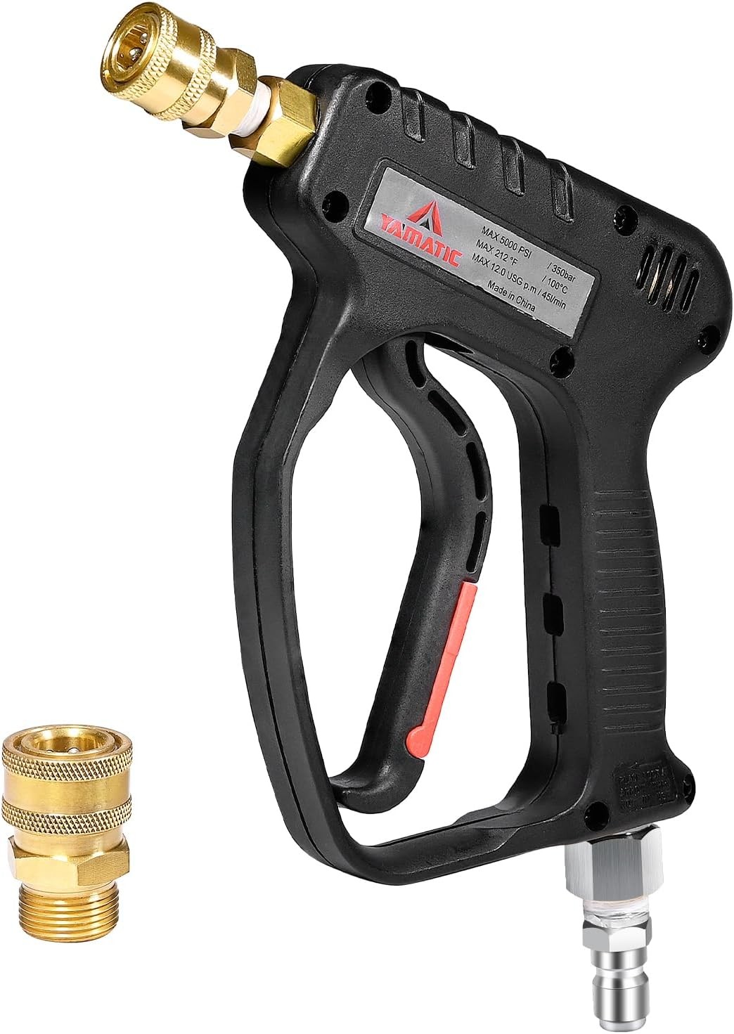 Pressure Washer Short Gun 5000 PSI – 3/8″ Swivel Plug & M22-14mm Coupler