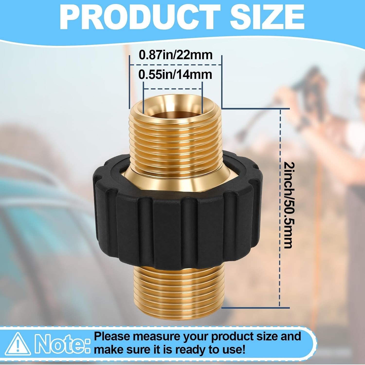 1 Pack Pressure Washer Hose Connector M22 14mm, 5000 PSI Extension Adapter