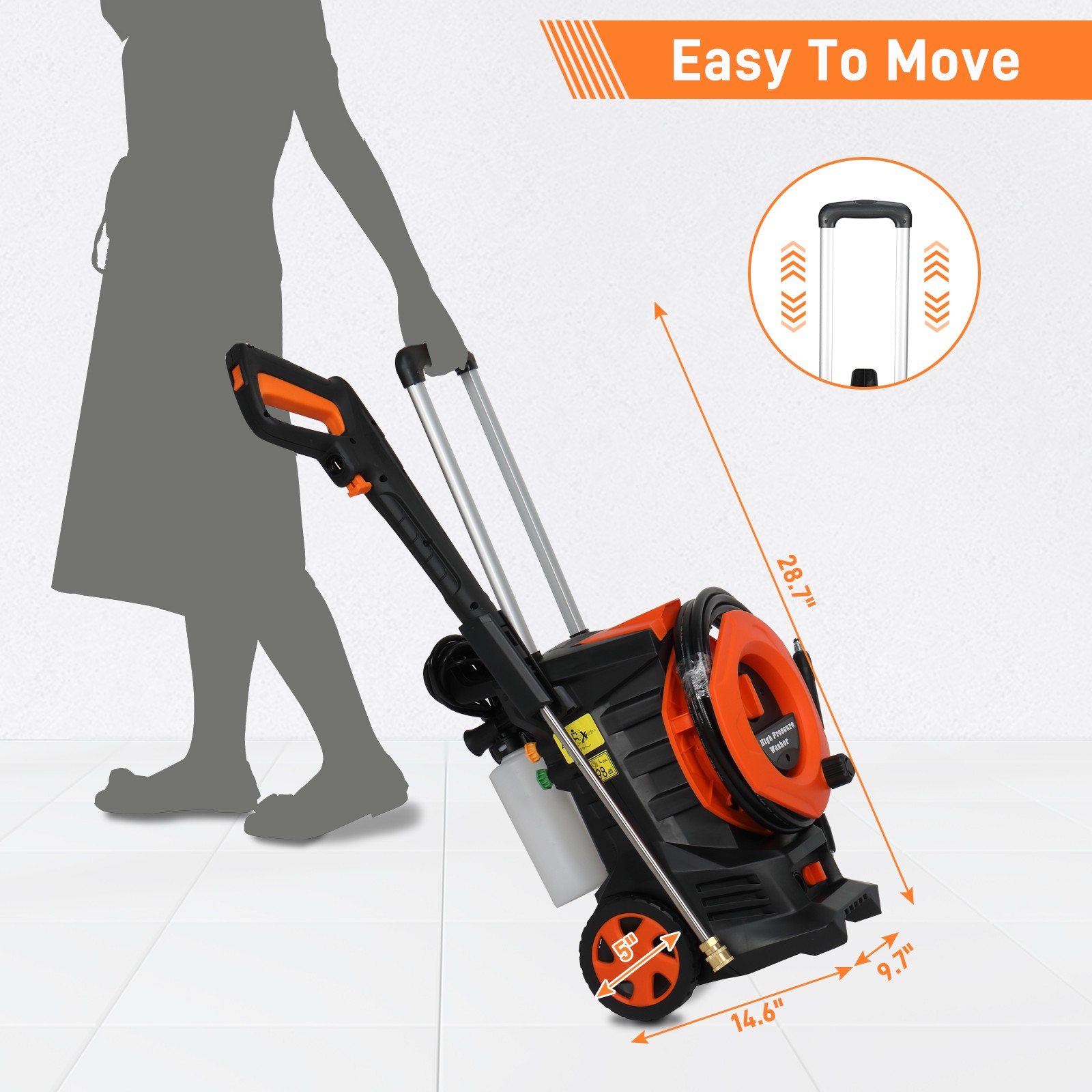 Electric 4500PSI 2GPM High Pressure Washer w/ Telescopic Handle, 16ft Cord New