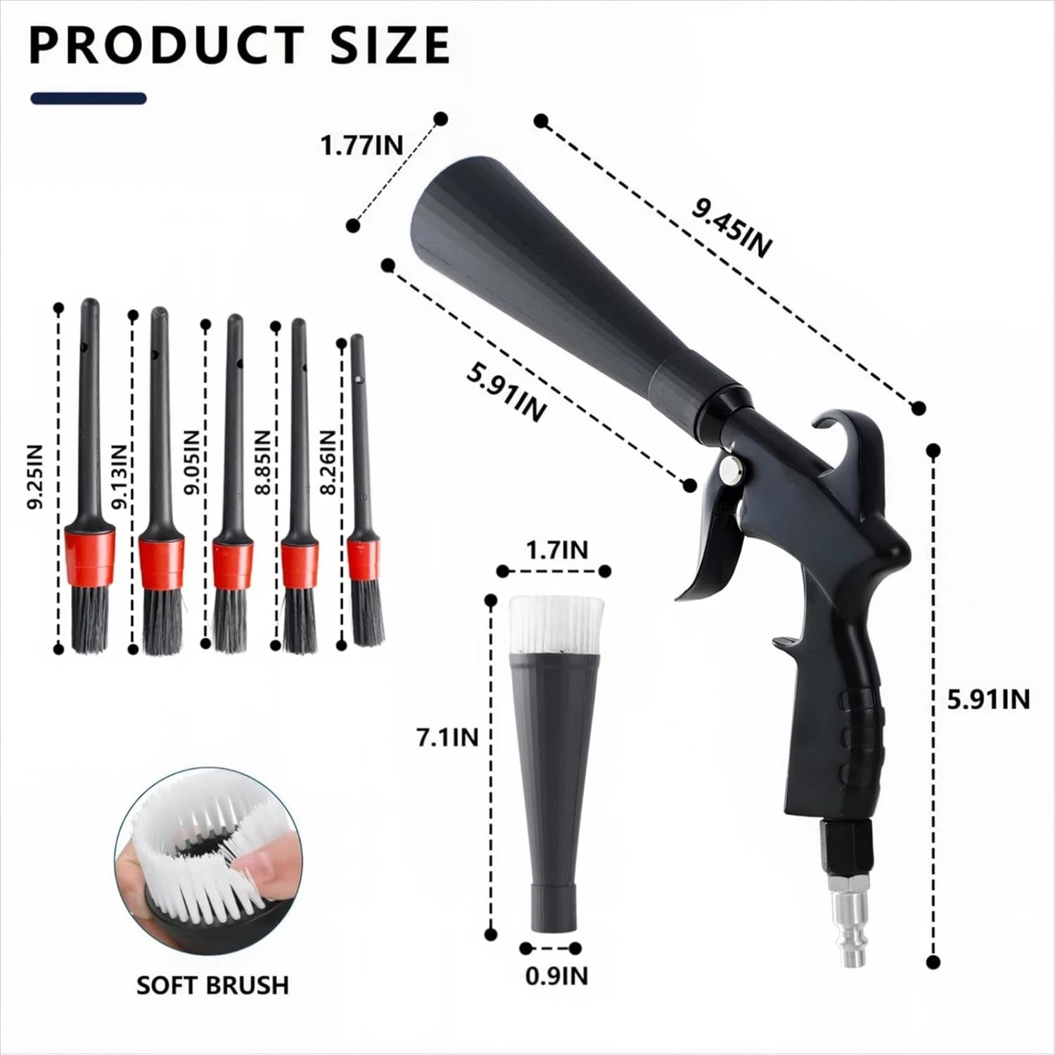 Tornado Detailing Car Cleaning Gun with Metal Nozzle | Interior Drying Air Gun |