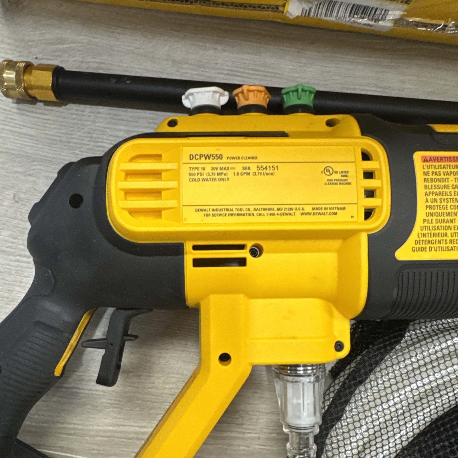 DeWalt DCPW550B 20V MAX 550 PSI Cordless Power Cleaner Open Box Tool Only