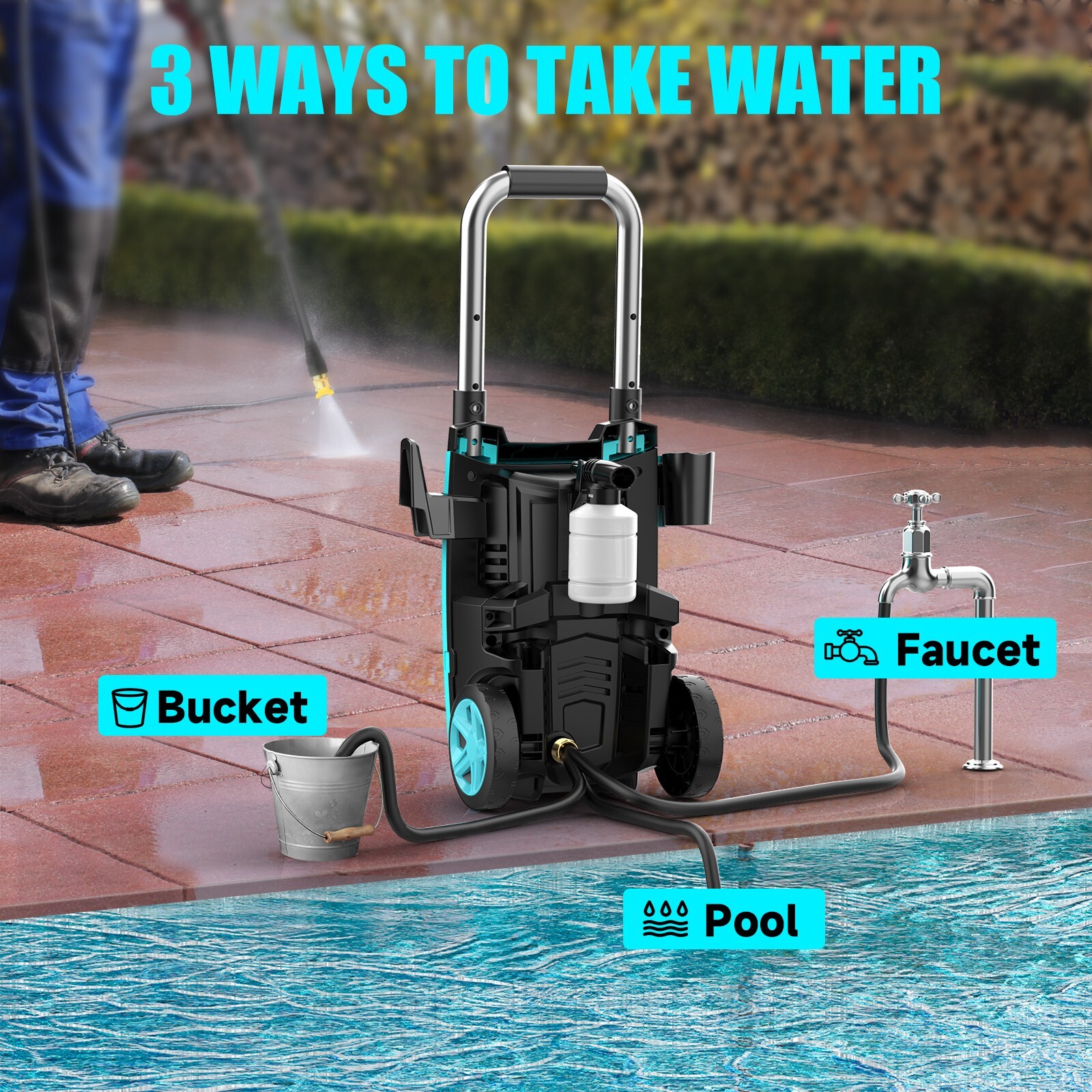 Acquax Electric Pressure Washer Max 4200PSI 2.5 GPM High Power Washer TPU Hose