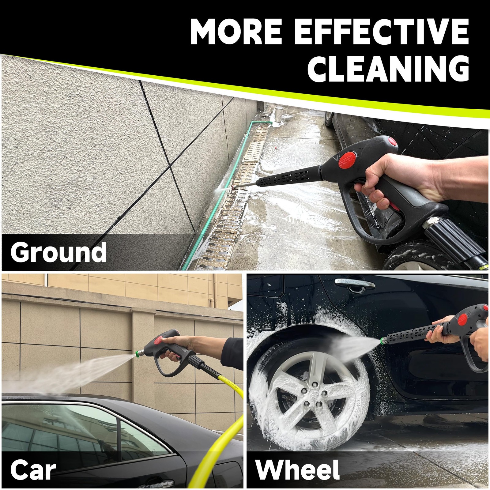 M MINGLE Pressure Washer Hose and Gun Kit, 50 FT Power Washer Hose with 5 Noz…