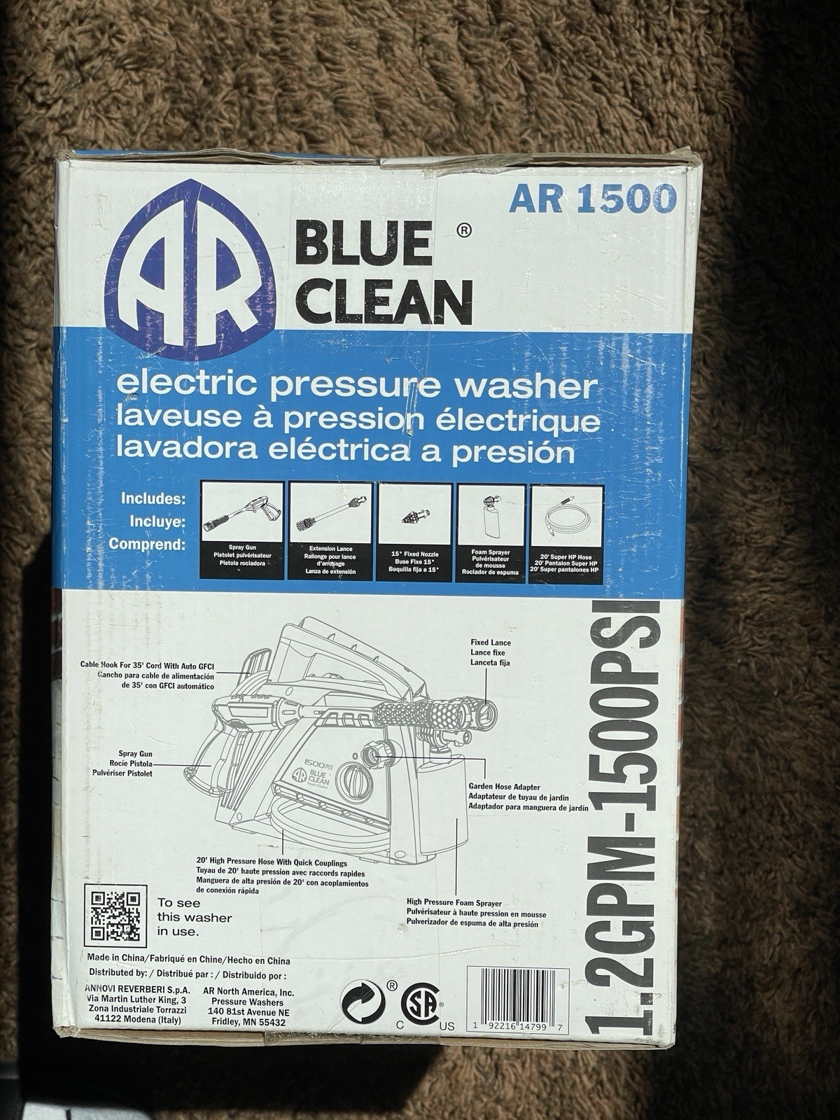 Power Washer Small AR Blue Clean Power Washers Electric 1500 PSI / Brand New!