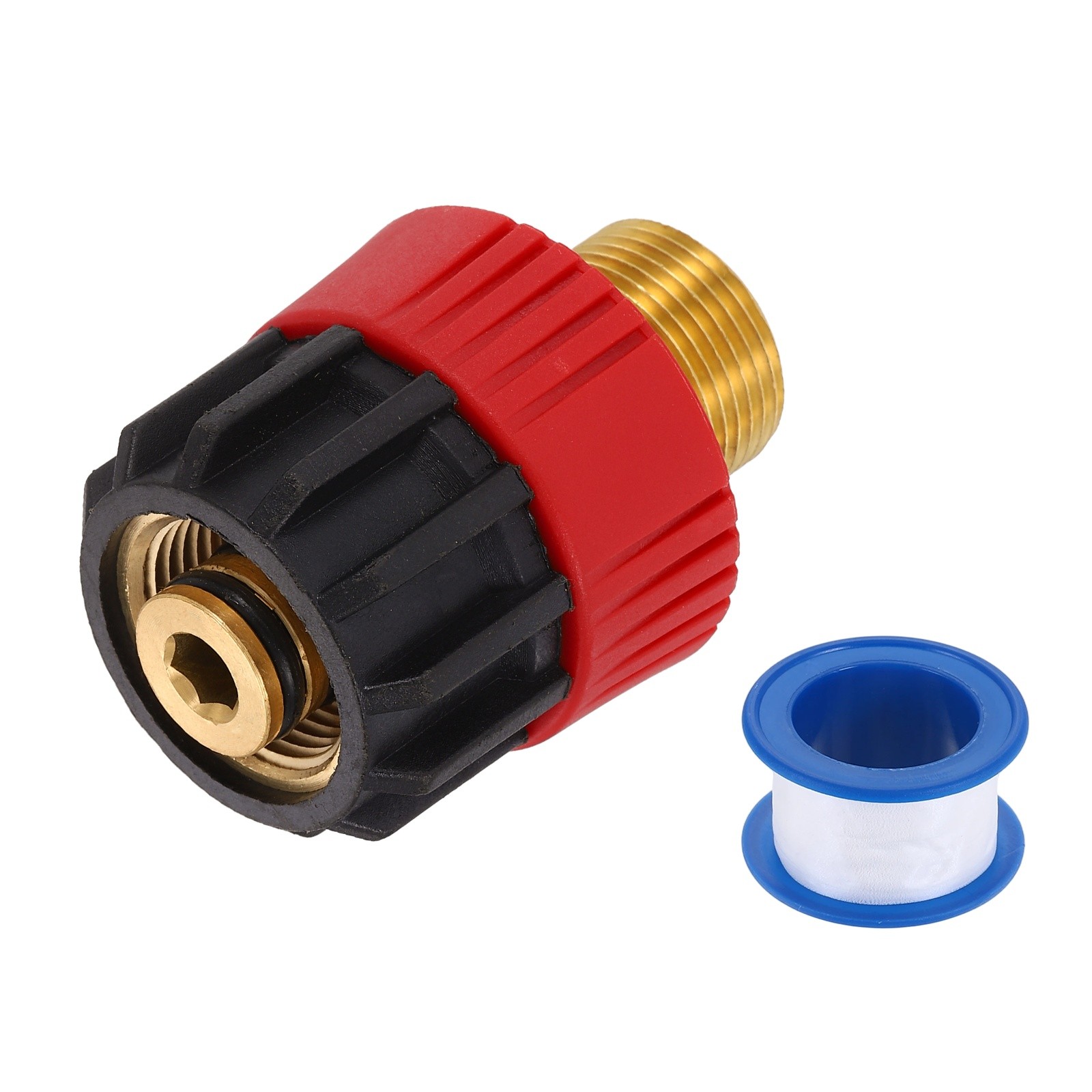 M22 15mm Male to M22 14mm Female Red Black Pressure Washer Adapter with Tape