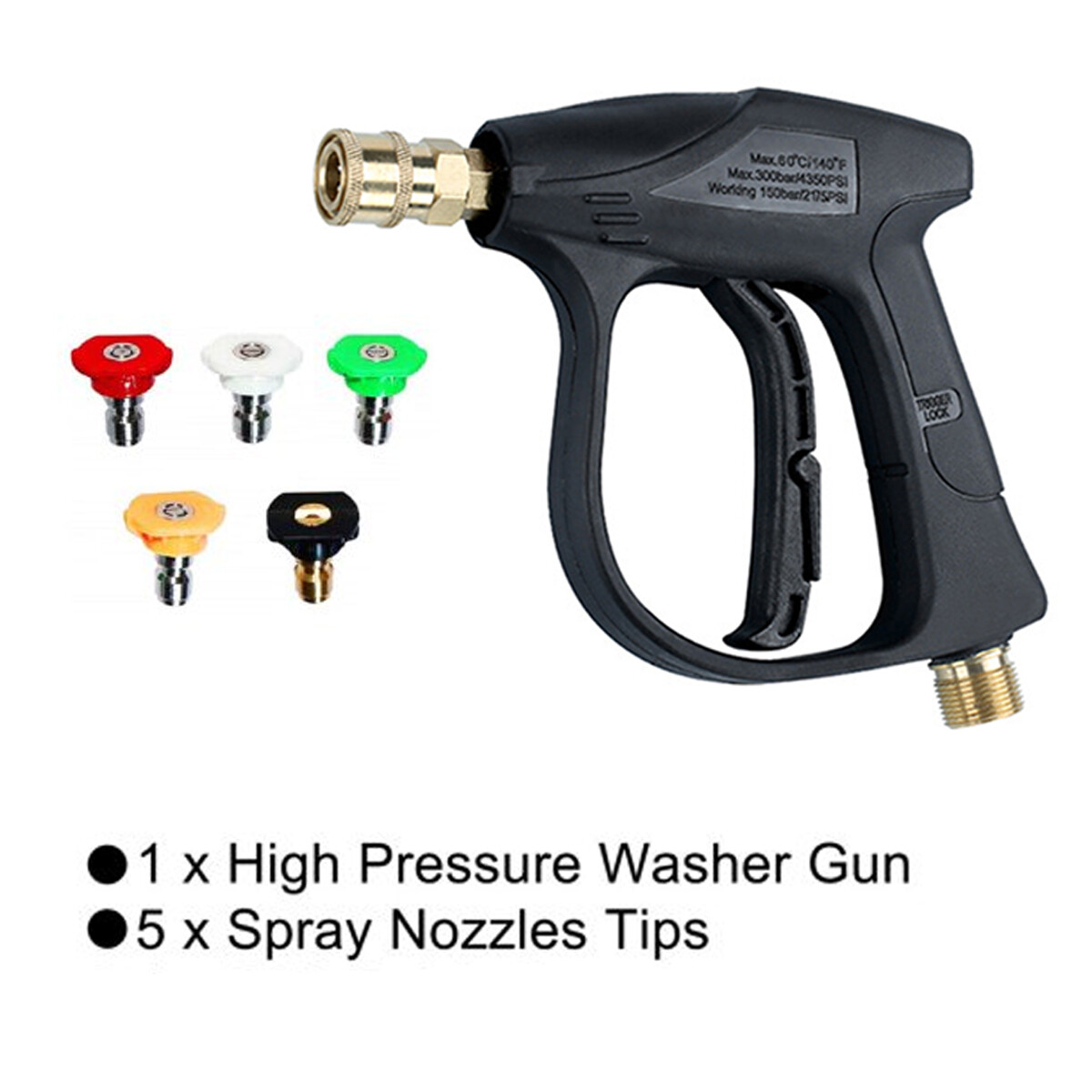 High pressure 4350 psi car powered spray gun + 5 color spray gun car wash gun