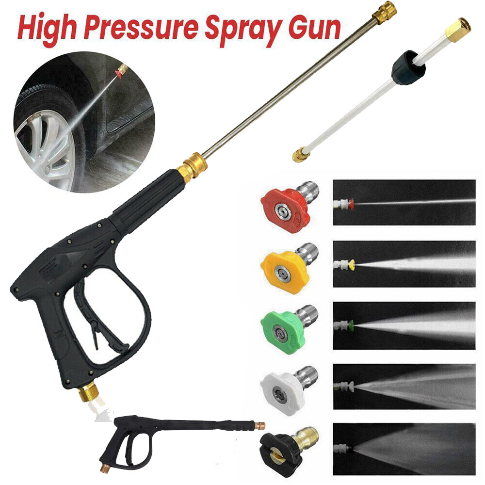 1/4″ High Pressure Washer Gun 4000 PSI Car Wash Foam Spray Short Wand w/5 Nozzle