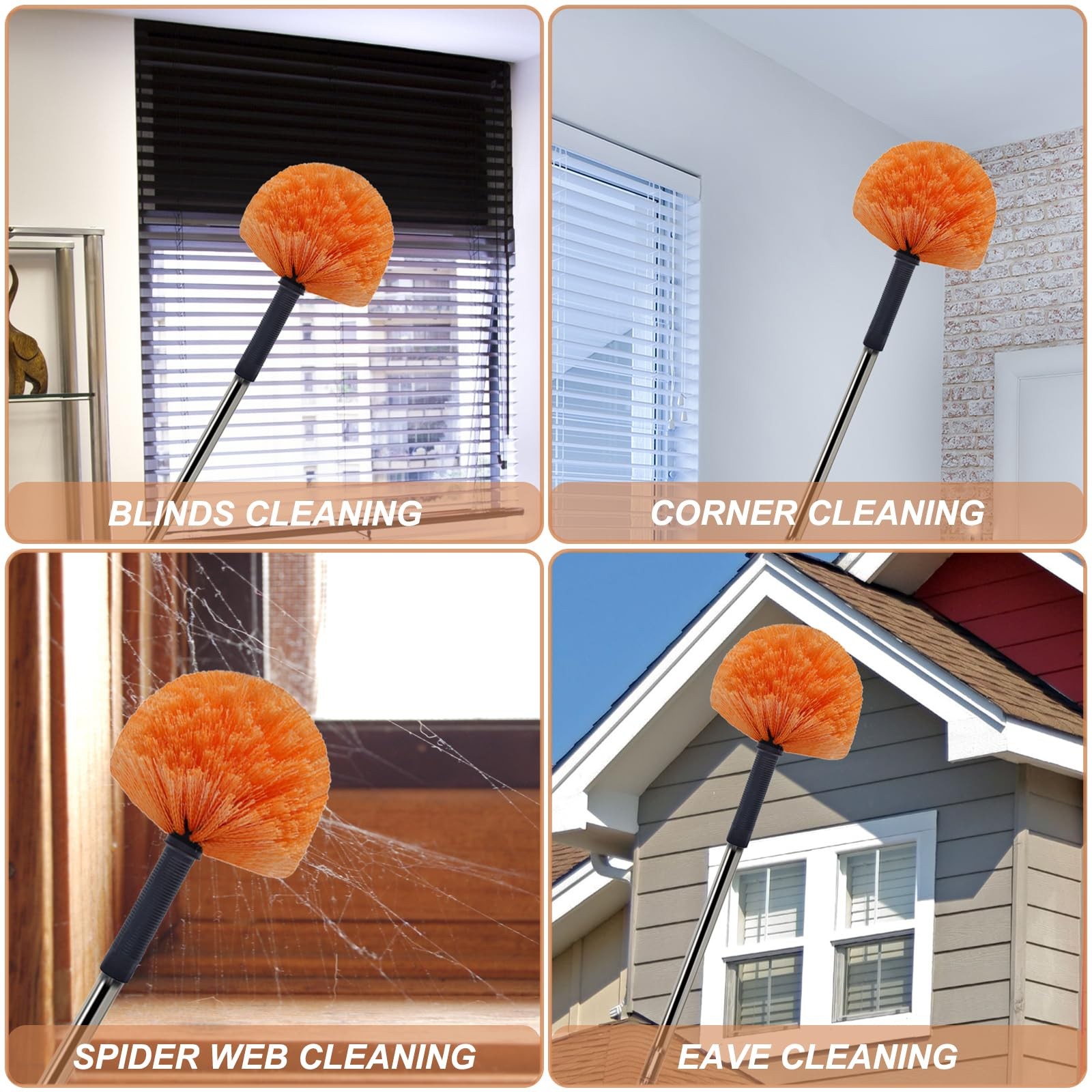 Tonmp Orange Twist-On Cobweb Duster Head Brush, Fits Standard 3/4 inch