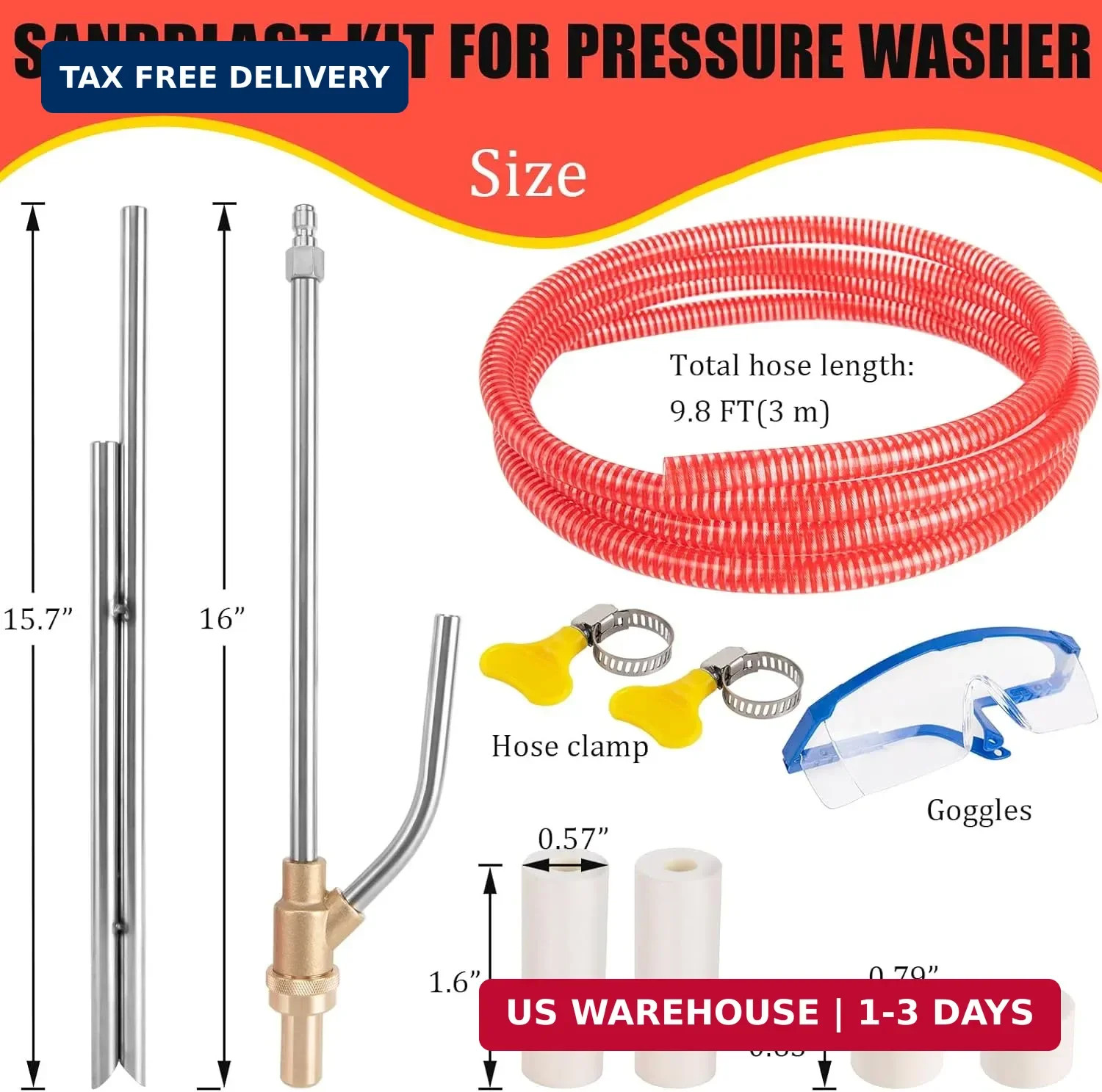 Pressure Washer Sandblasting Kit, Power Washer Sandblasting Kit, 5000 PSI Wet Sa