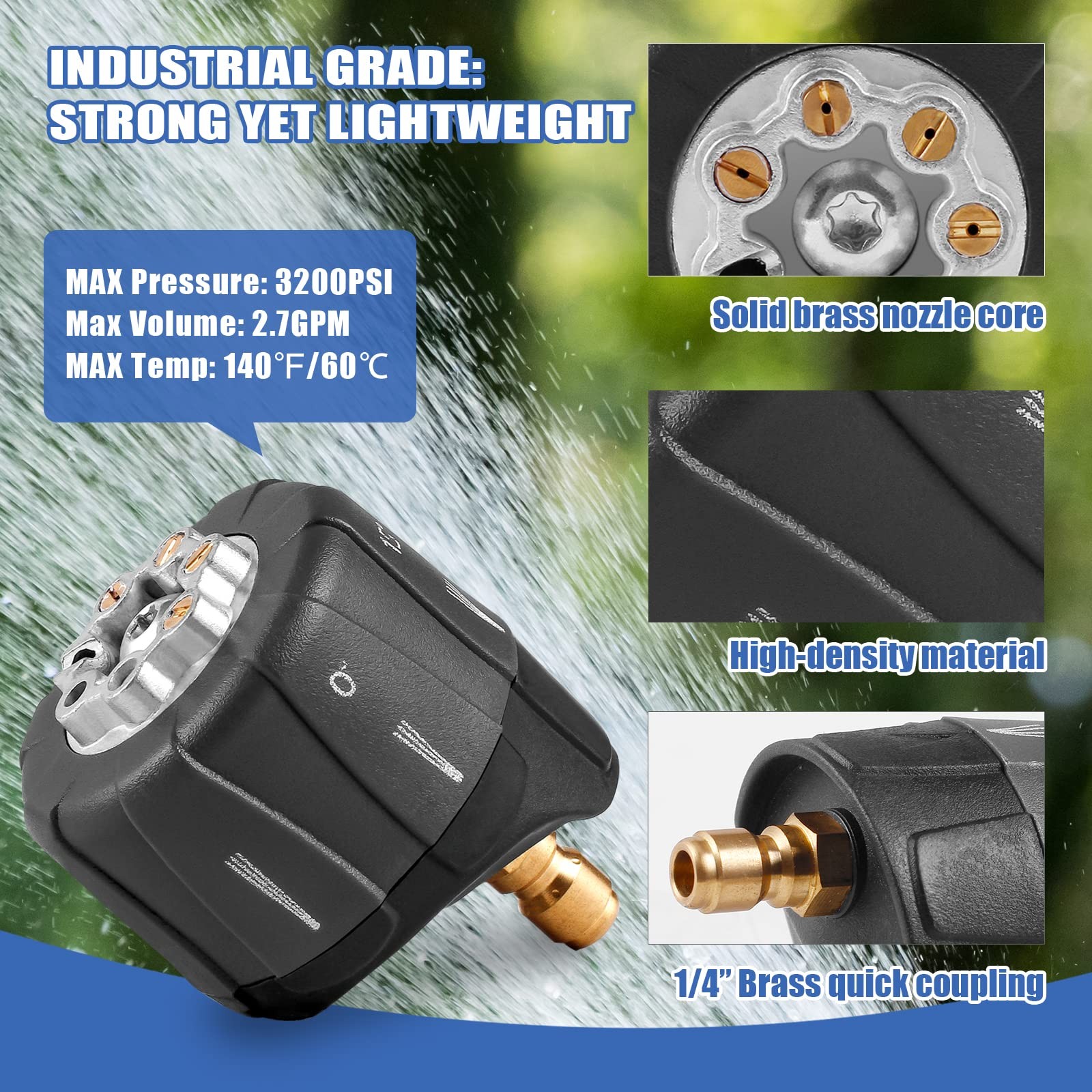 7 in 1 Pressure Washer Nozzle Adjustable Spray Tip 1/4 Quick Connect