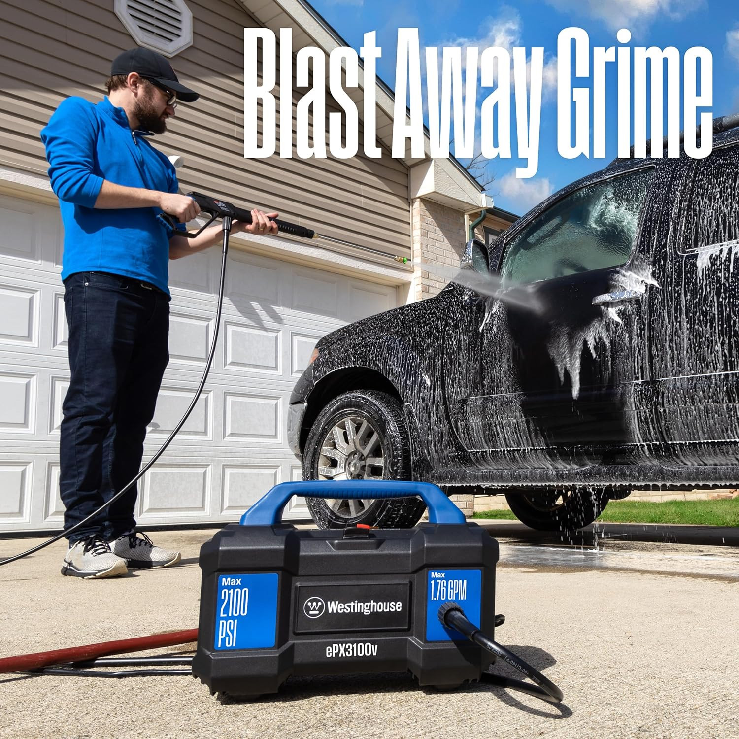 Westinghouse Epx3100V Electric Pressure Washer, 2100 Max PSI 1.76 Max GPM, Built