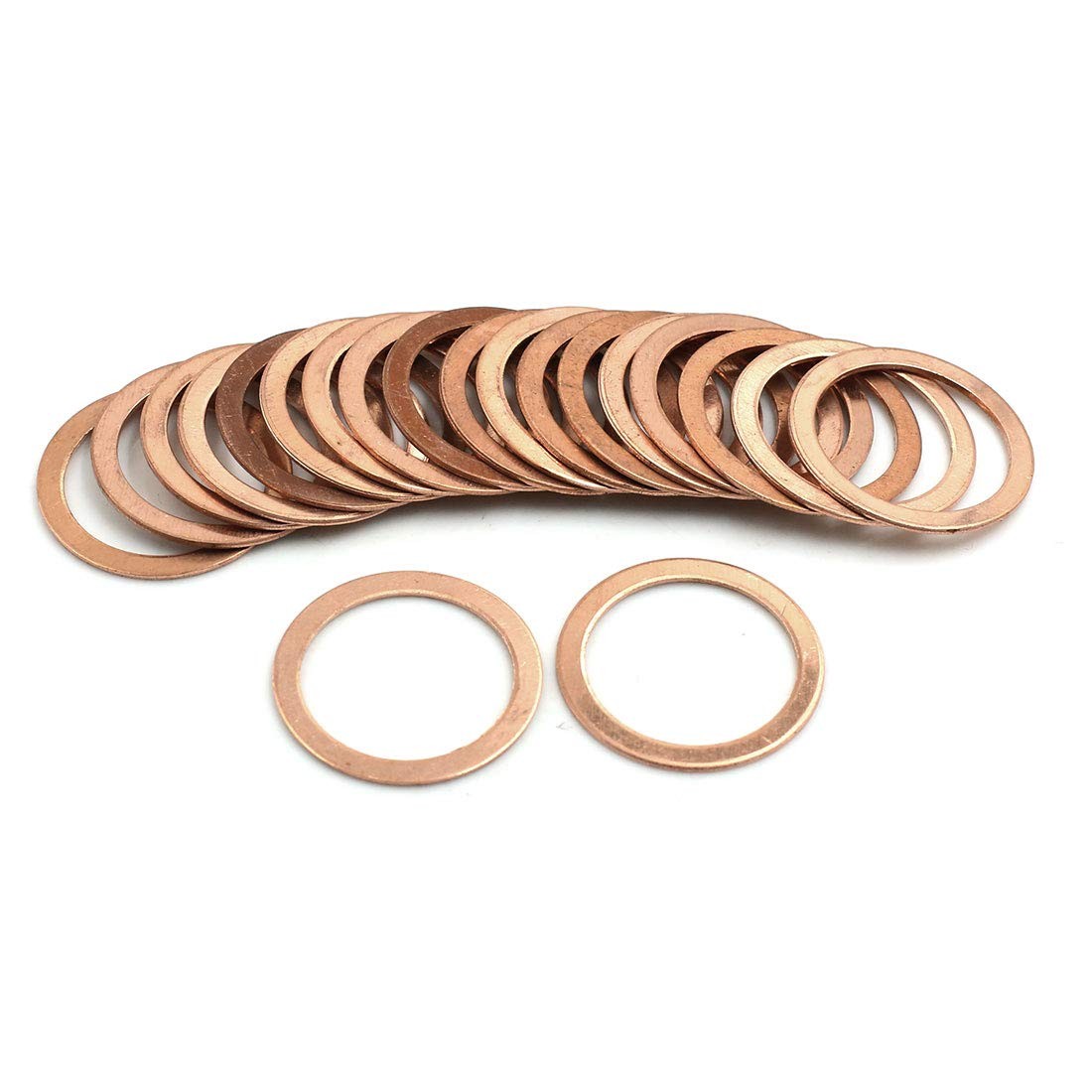 25mm Inner Dia Copper Washers Flat Sealing Gasket Rings Universal Car 20 PCS
