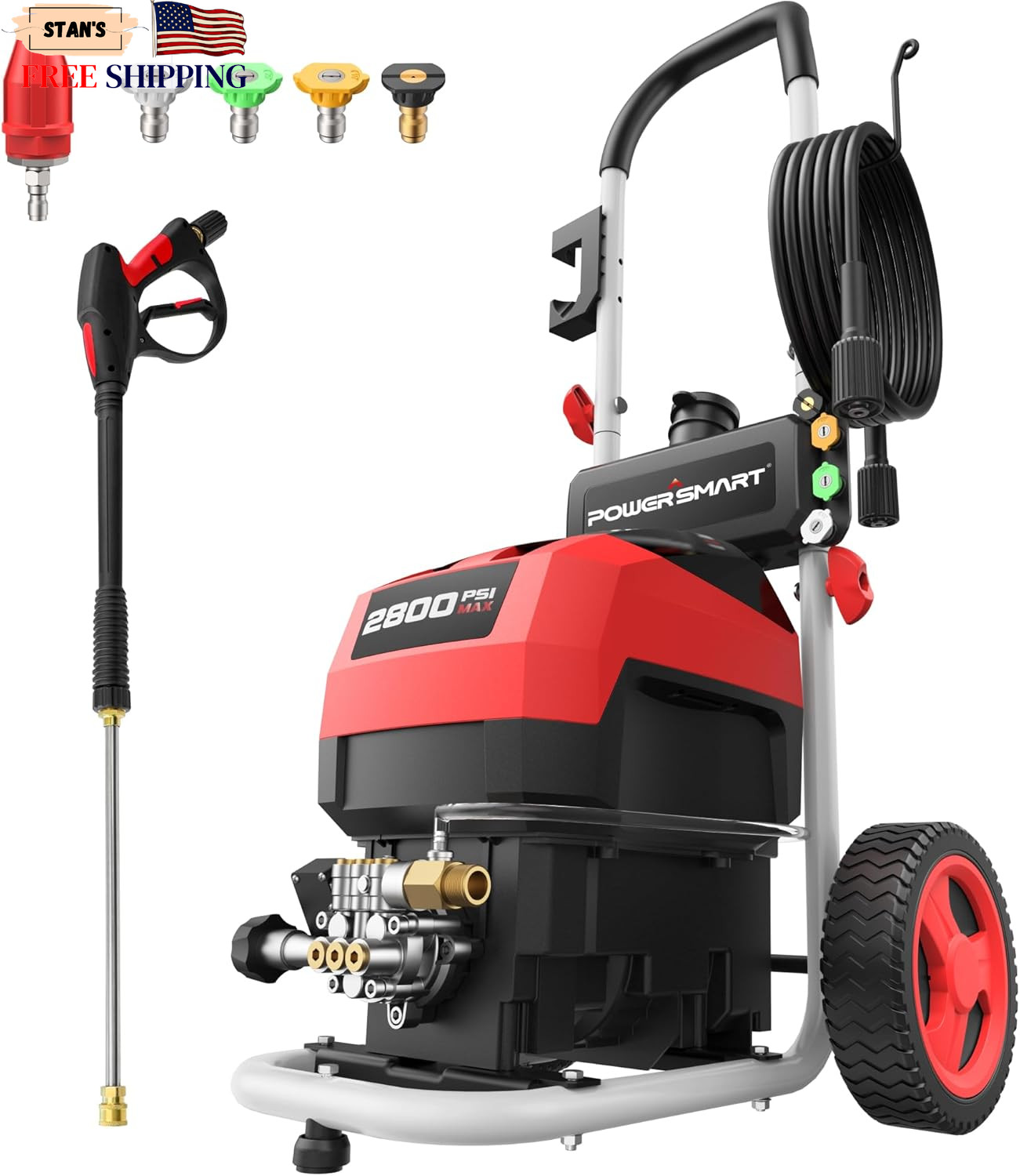 2800 PSI Electric Pressure Washer with Foam Tank & 5 Nozzles Portable Cleaner