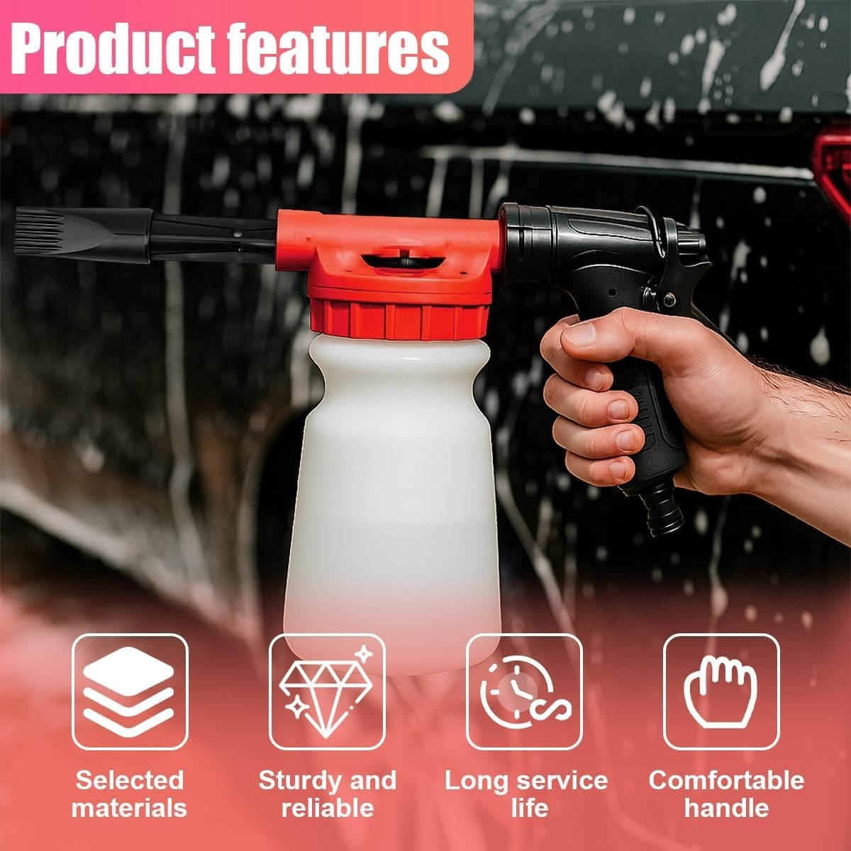 Car Wash Foam Gun Adjustable Foam Cannon for Hose 6 Level Soap Sprayer Garden
