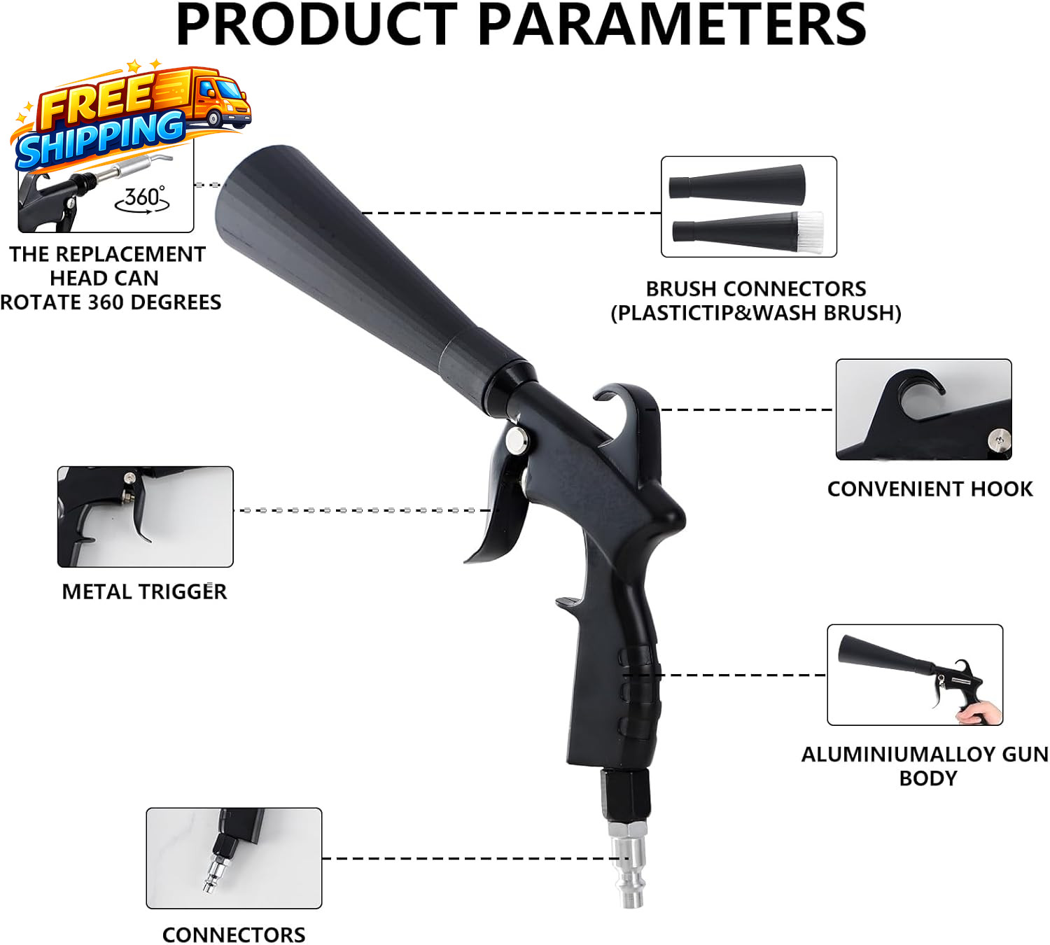 Tornado Detailing Car Cleaning Gun with Metal Nozzle Interior Drying Air Gun
