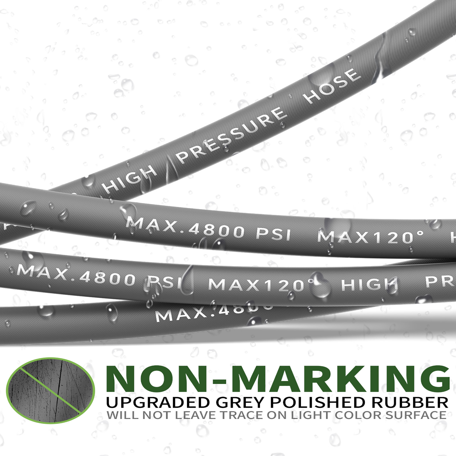 3/8″ 4800PSI Pressure Washer Hose 75FT with Swivel Quick Connect Max 248°F