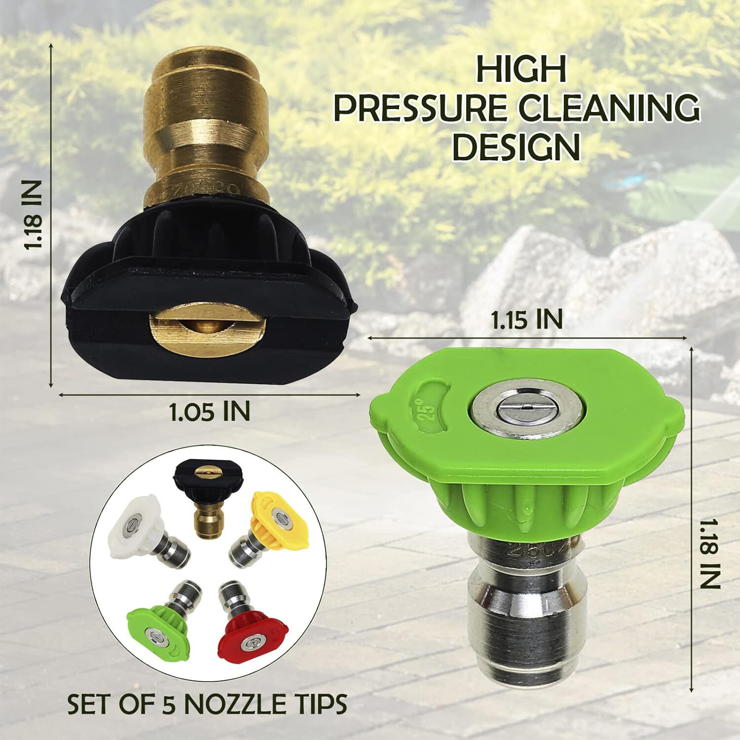 5pcs Quick Connect 1/4 Set Pressure Washer Nozzles Versatile Cleaning Spray Tips