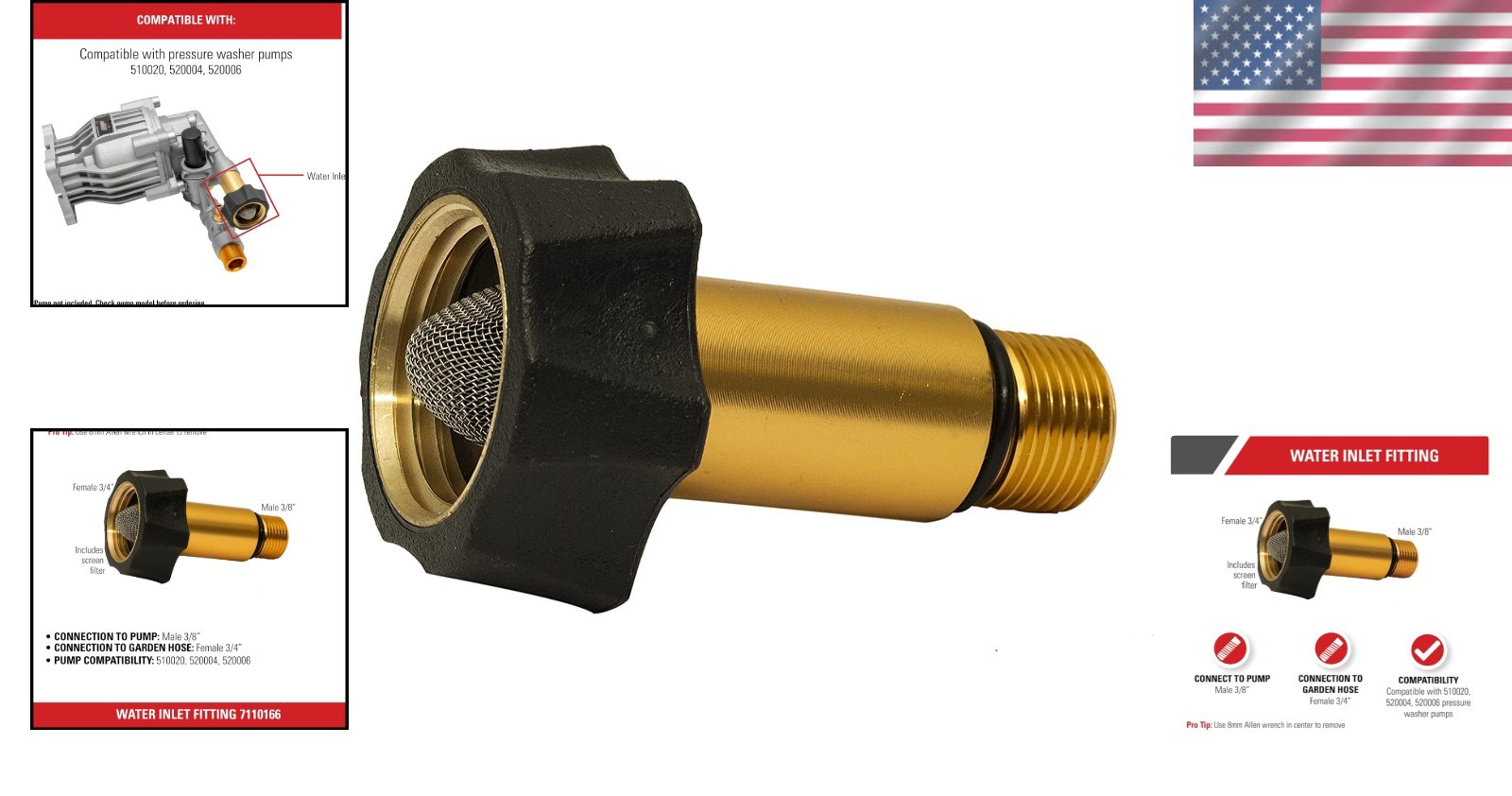 High-Quality 7110166 Water Inlet Fitting for Pressure Washer Maintenance