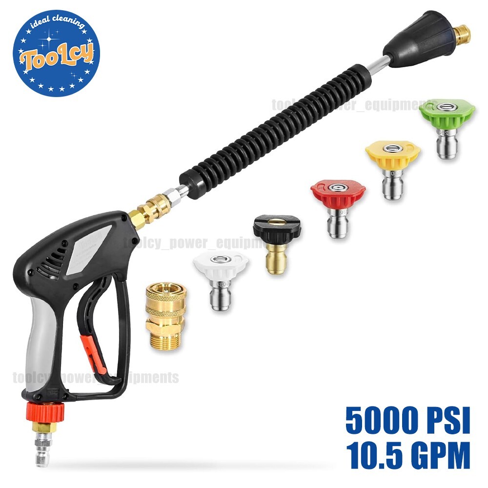 TOOLCY 5000 PSI Pressure Washer Gun & Wand M22-14mm Adapter 1/4″ Quick Connect