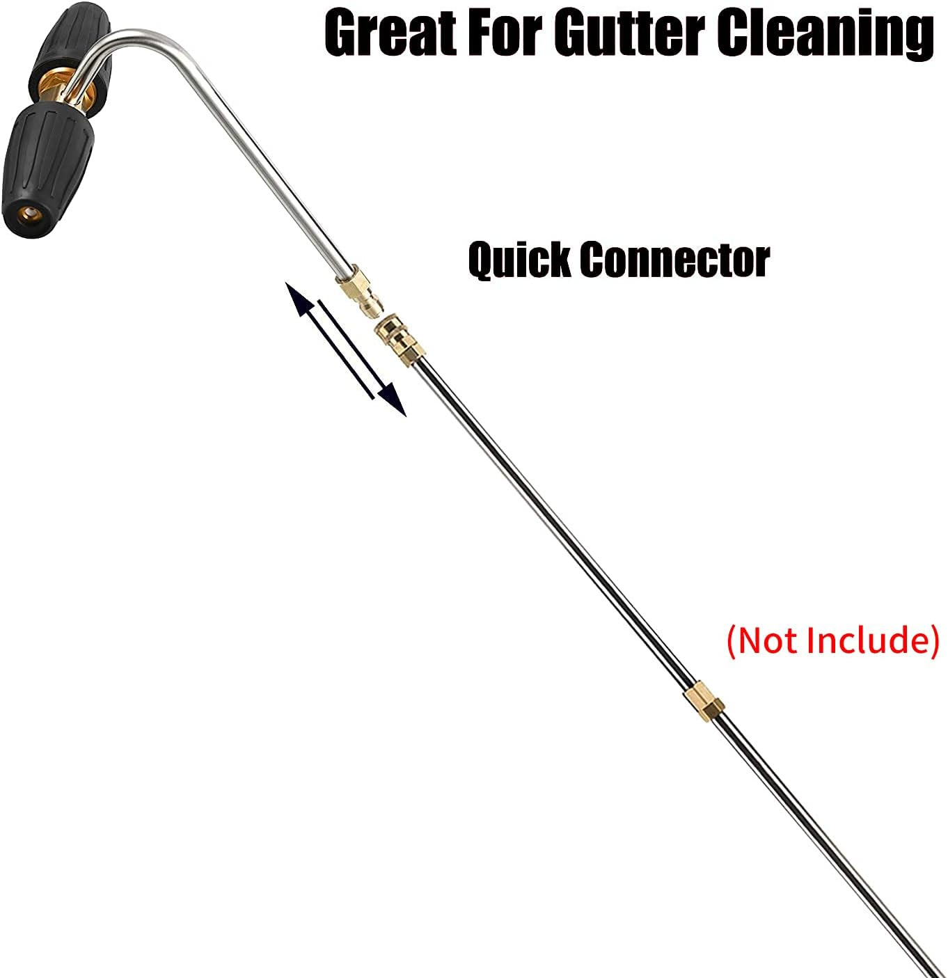 Pressure Washer Gutter Cleaner, Two Rotating Turbo Nozzles Attachment, 1/4 Inch