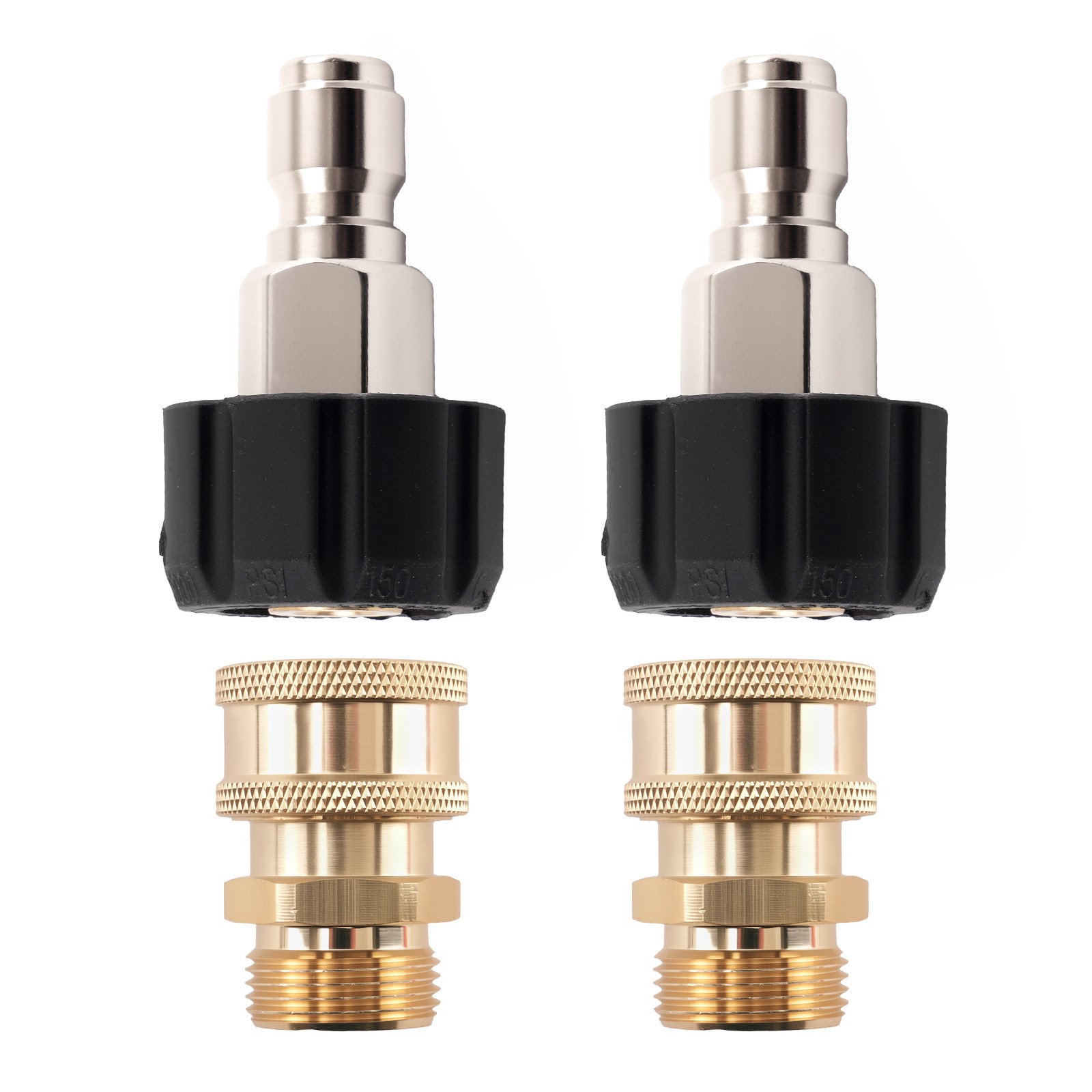 4 pack Pressure Washer Adapter Set M22-14MM to 3/8” Quick Connect 5000 PSI