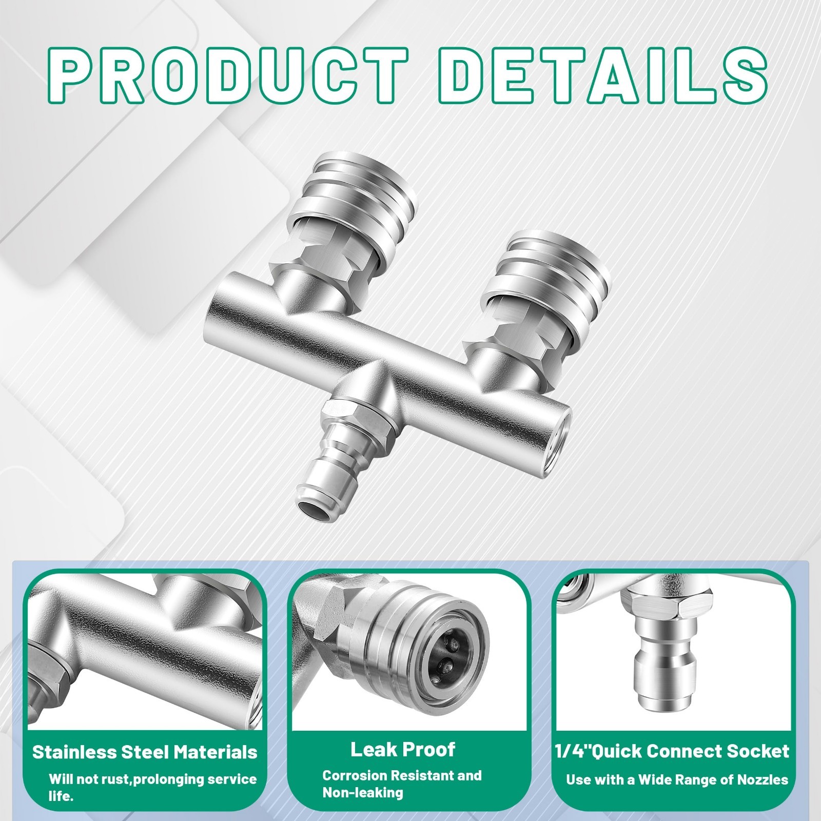 2-in-1 Pressure Washer Nozzle Tips, Dual Spray Nozzles & 8PCS Quick Connect Set,