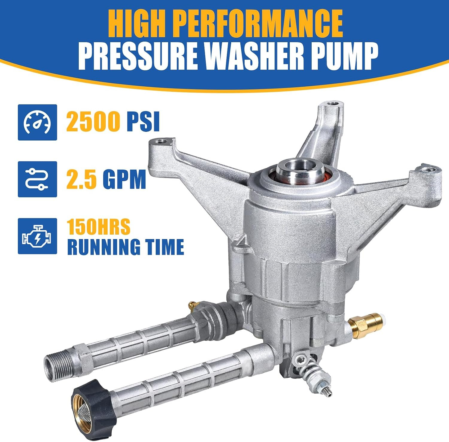7/8″ Shaft Vertical Pressure Washer Pump Front Inlet/Outlet 2500 PSI 180-196CC