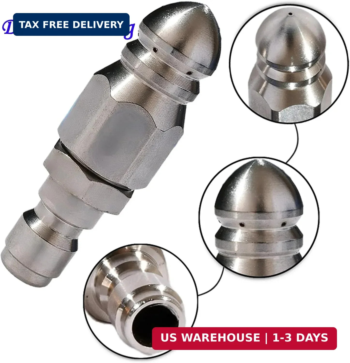 Pressure Washer Pressure Drain Jetter Hose Nozzle,1/4” Quickly Connector Sewer