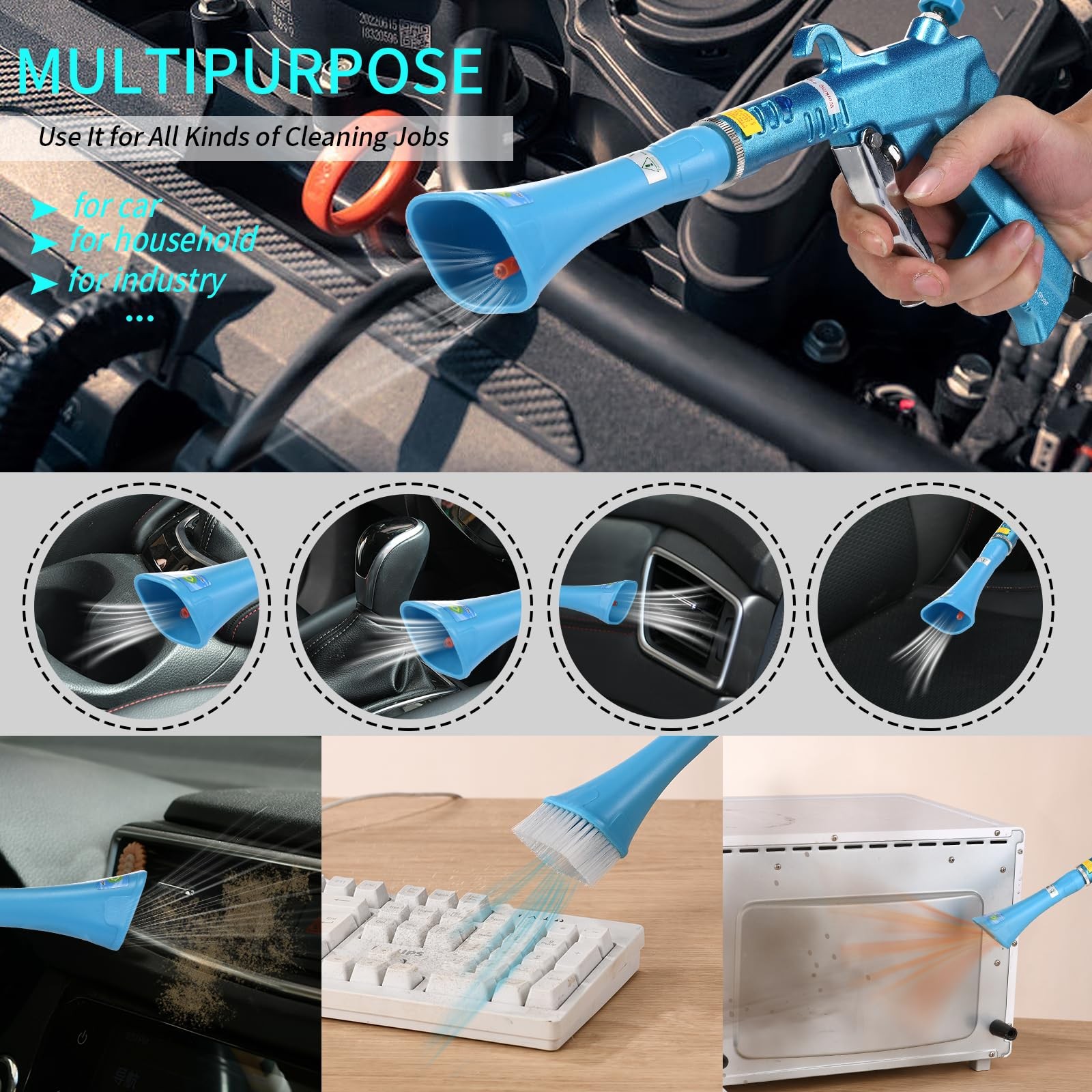 GOCCIDA Tornado Dry Car Cleaning Gun Detailing Interior Dryer Air Blow Gun fo…
