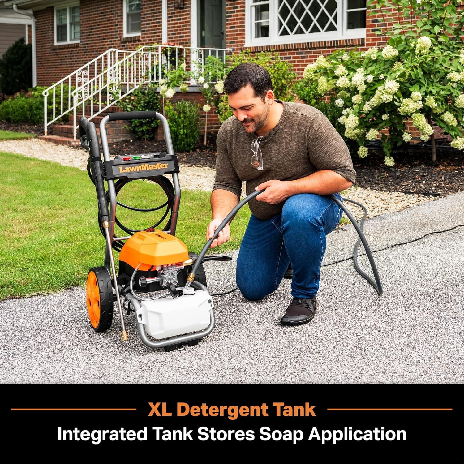 Compact 2300 PSI Electric Pressure Washer with XL Tank & 25-ft Hose for Easy Use
