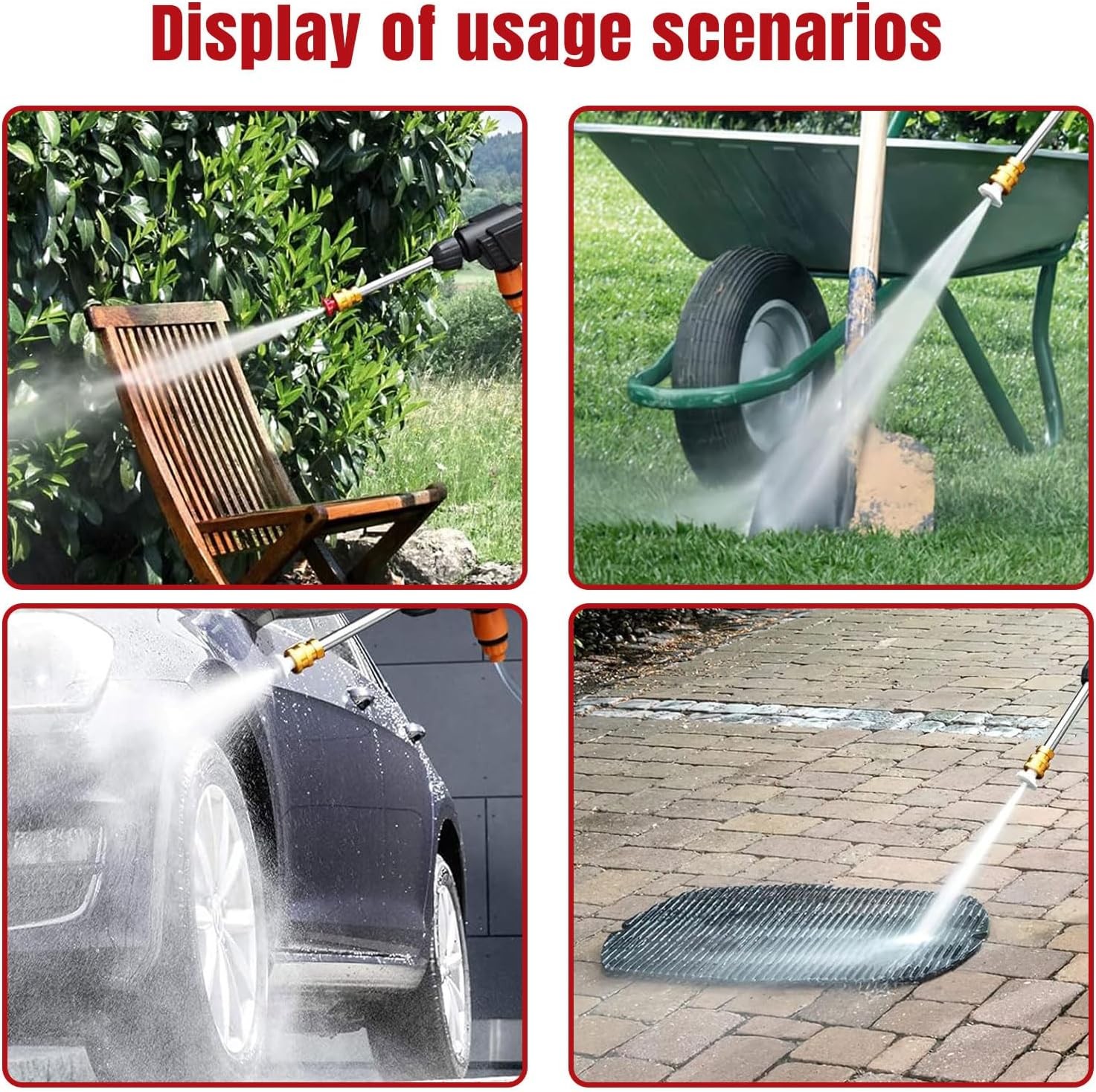 Electric Pressure Washer Portable Power Washer 3 Quick Nozzle Cleaner Tool