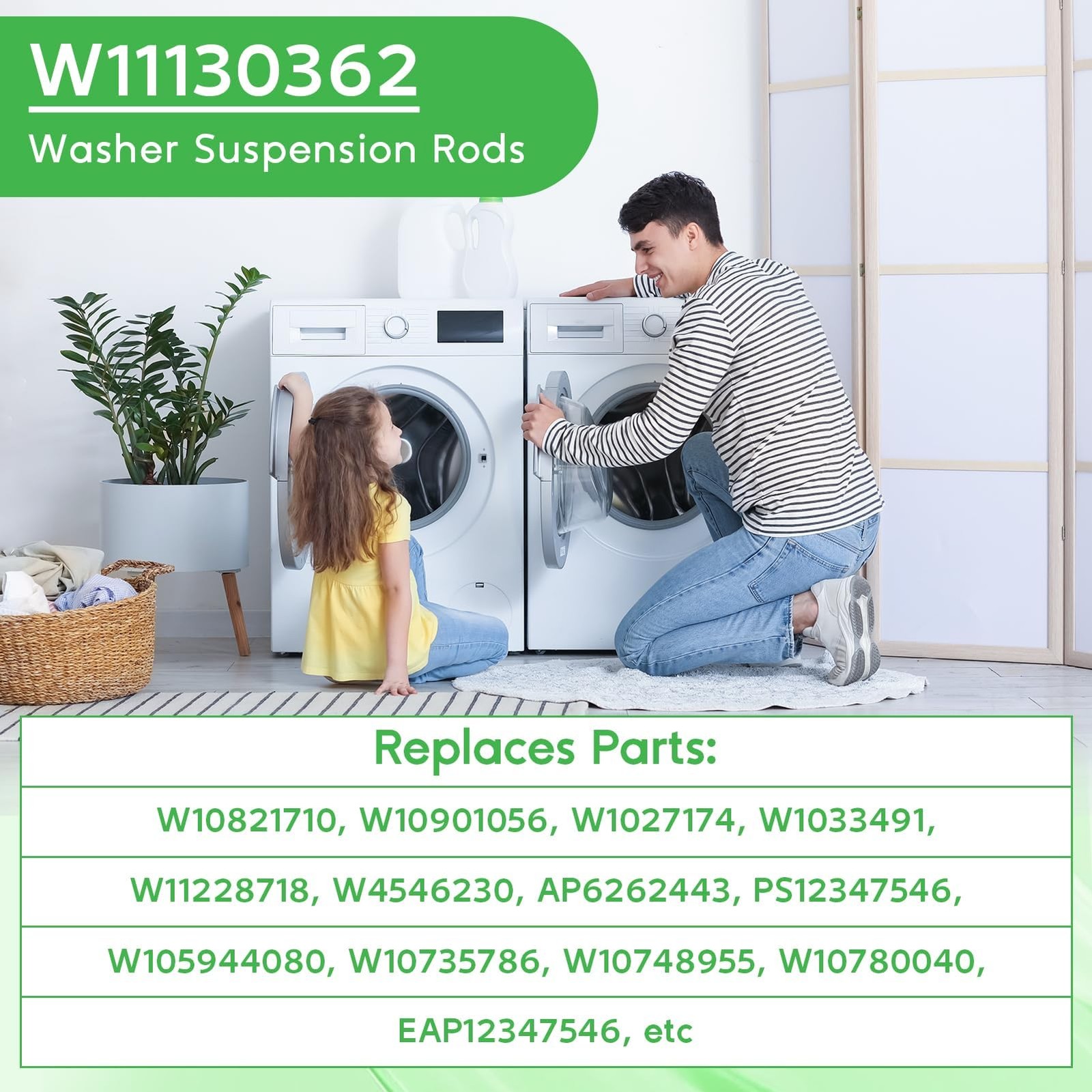 Upgraded W11130362 Washer Suspension Rods for Whirlpool WTW5000DW3 WTW5000DW2…
