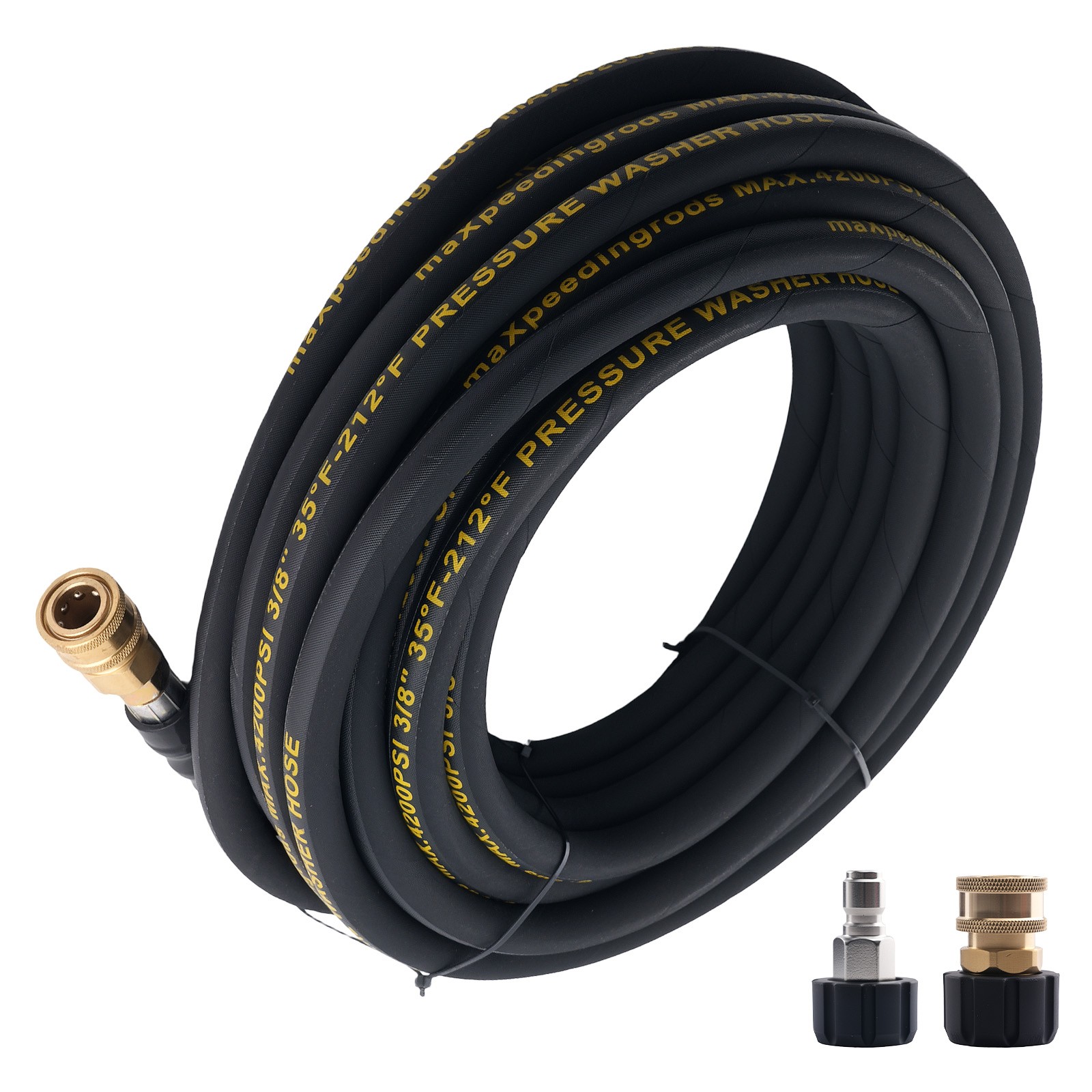 50 Ft 3/8″ Pressure Washer Hose 4200PSI Steel Wire Braid w/ M22 to 3/8″ Coupler